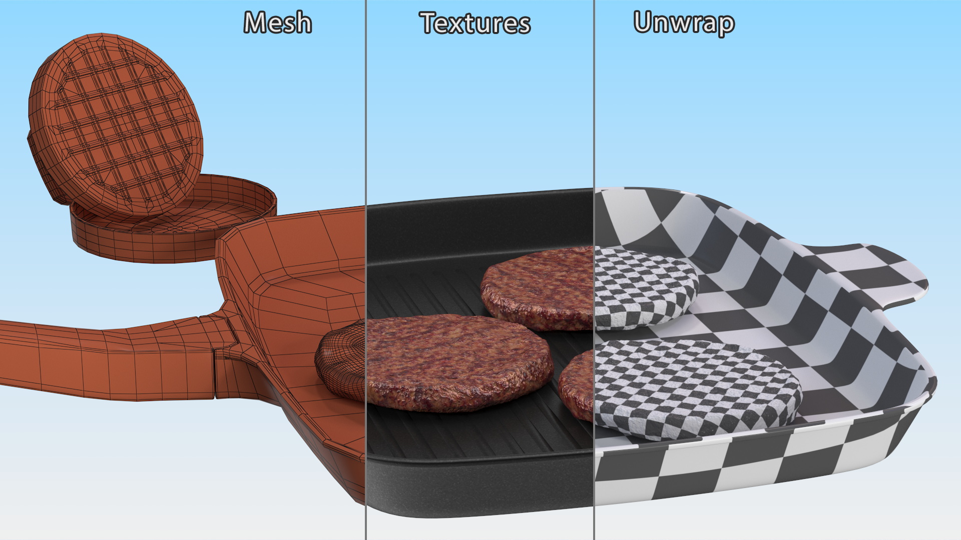 Burger Pan with Patty Press 3D