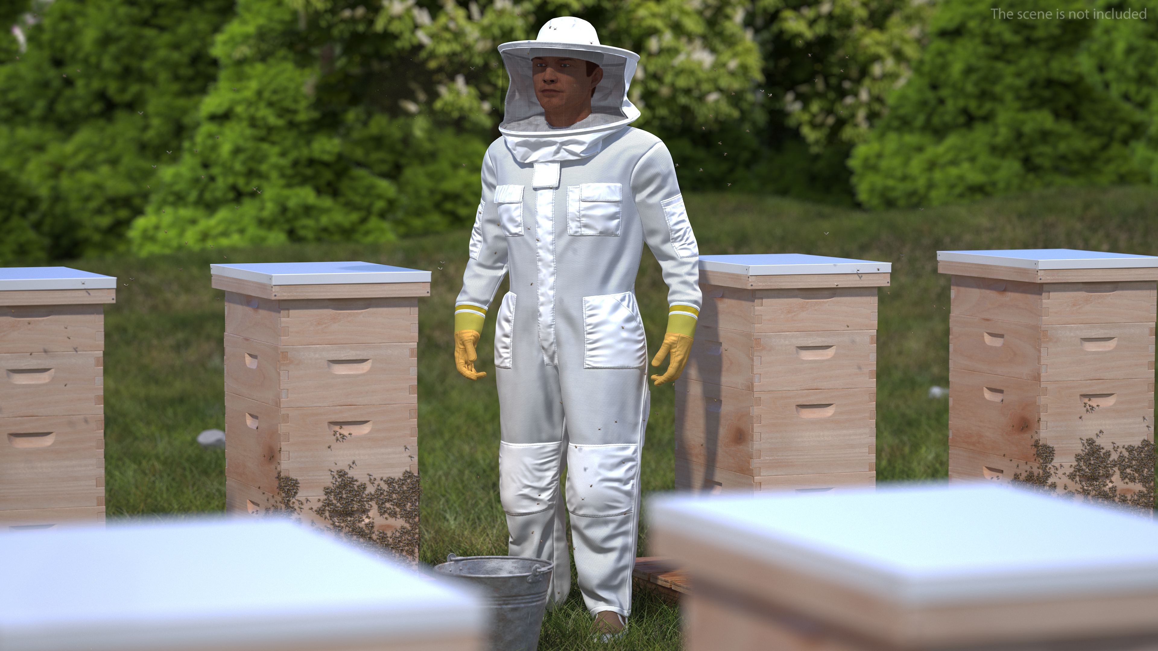 Man wearing Beekeeping Suit Rigged 3D model