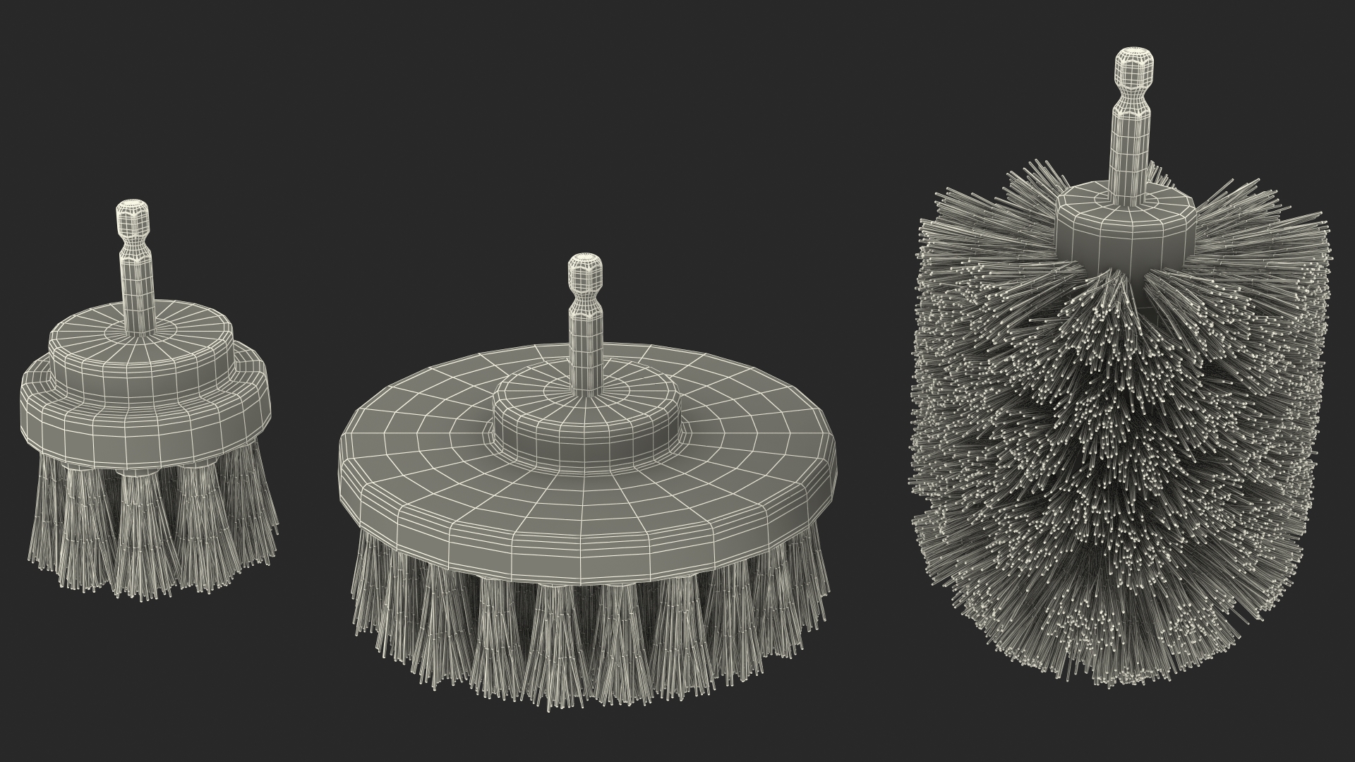 Three Piece Drill Brush Set 3D