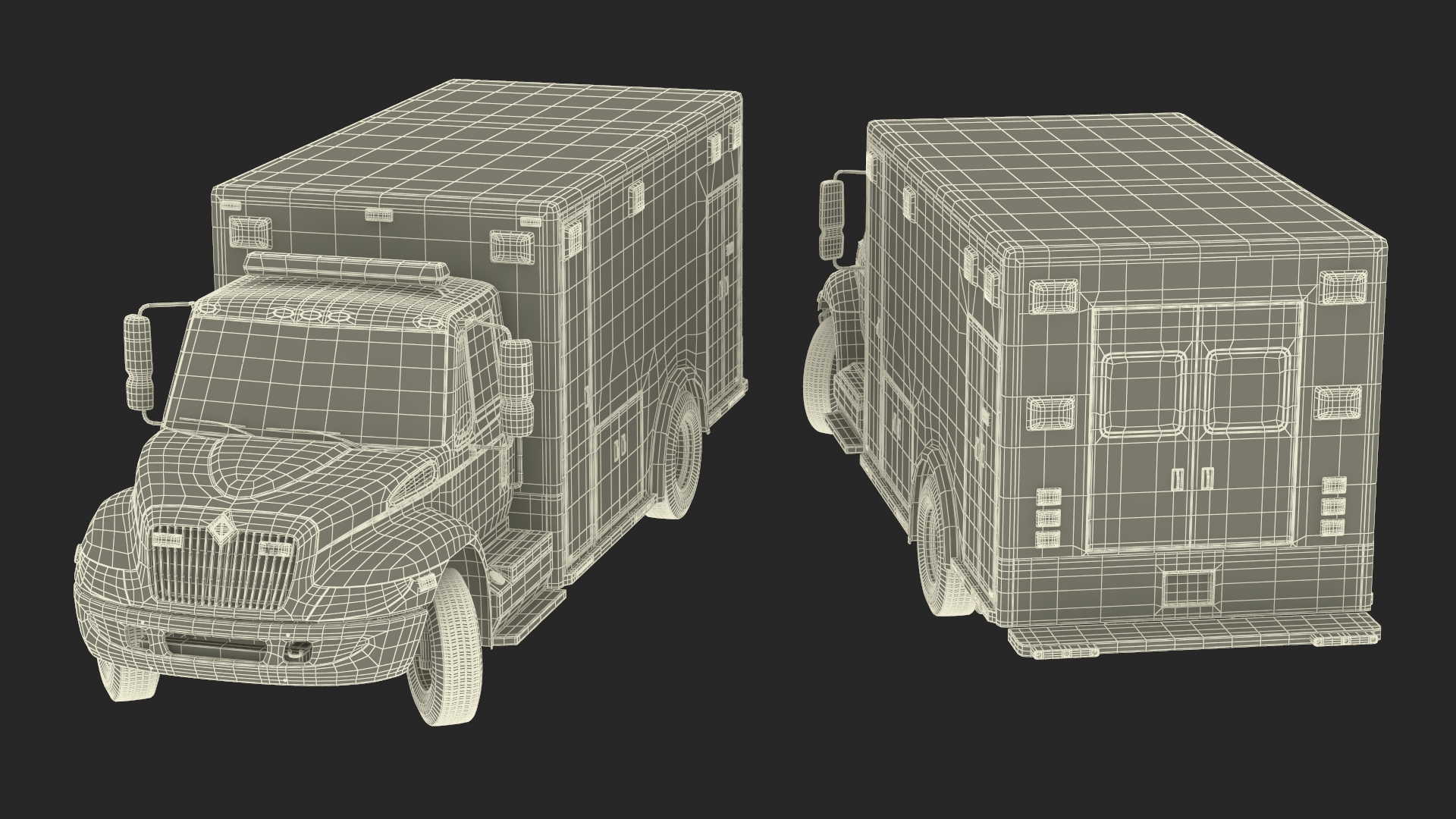 International Durastar Ambulance Truck Rigged for Cinema 4D 3D model