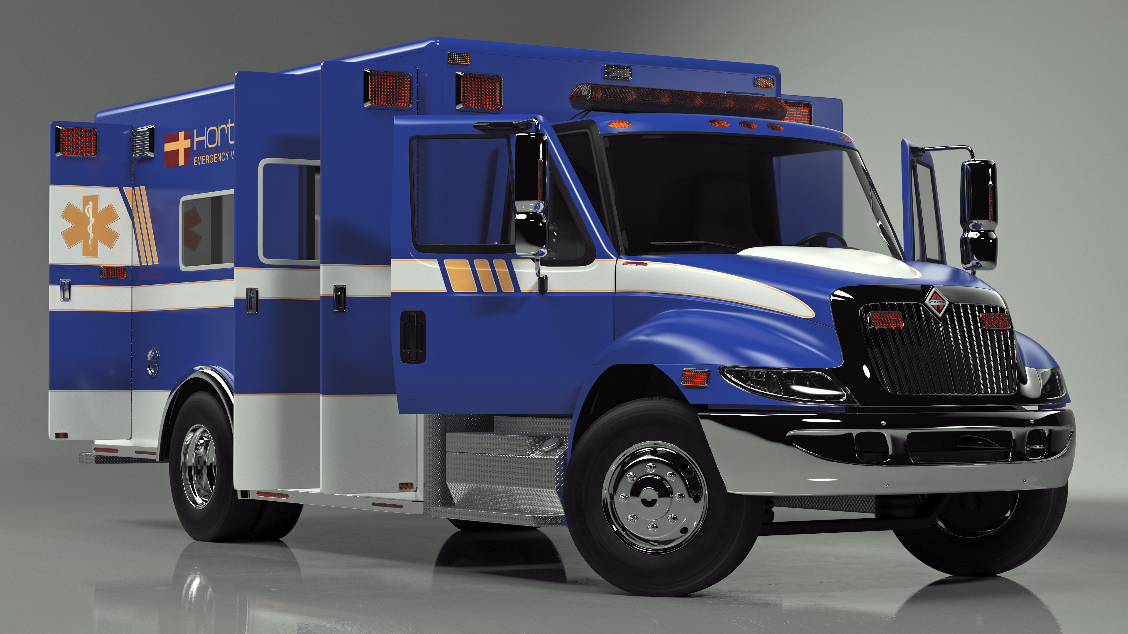 International Durastar Ambulance Truck Rigged for Cinema 4D 3D model