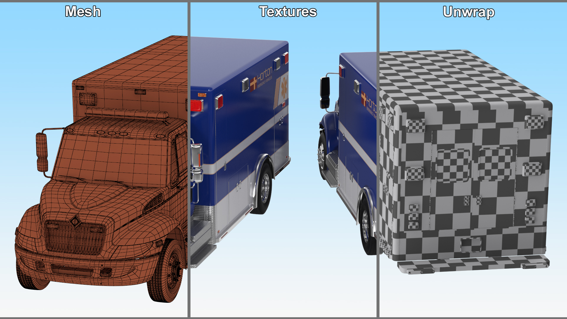 International Durastar Ambulance Truck Rigged for Cinema 4D 3D model
