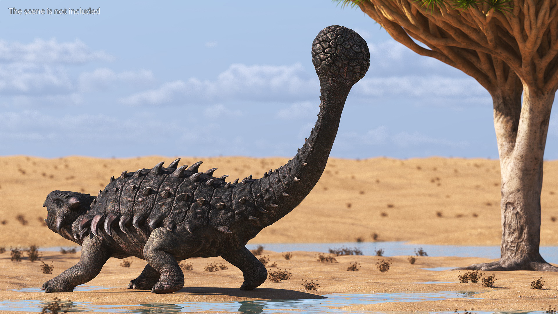 3D Alkylosaurus of Tropical Habitat Rigged for Cinema 4D model