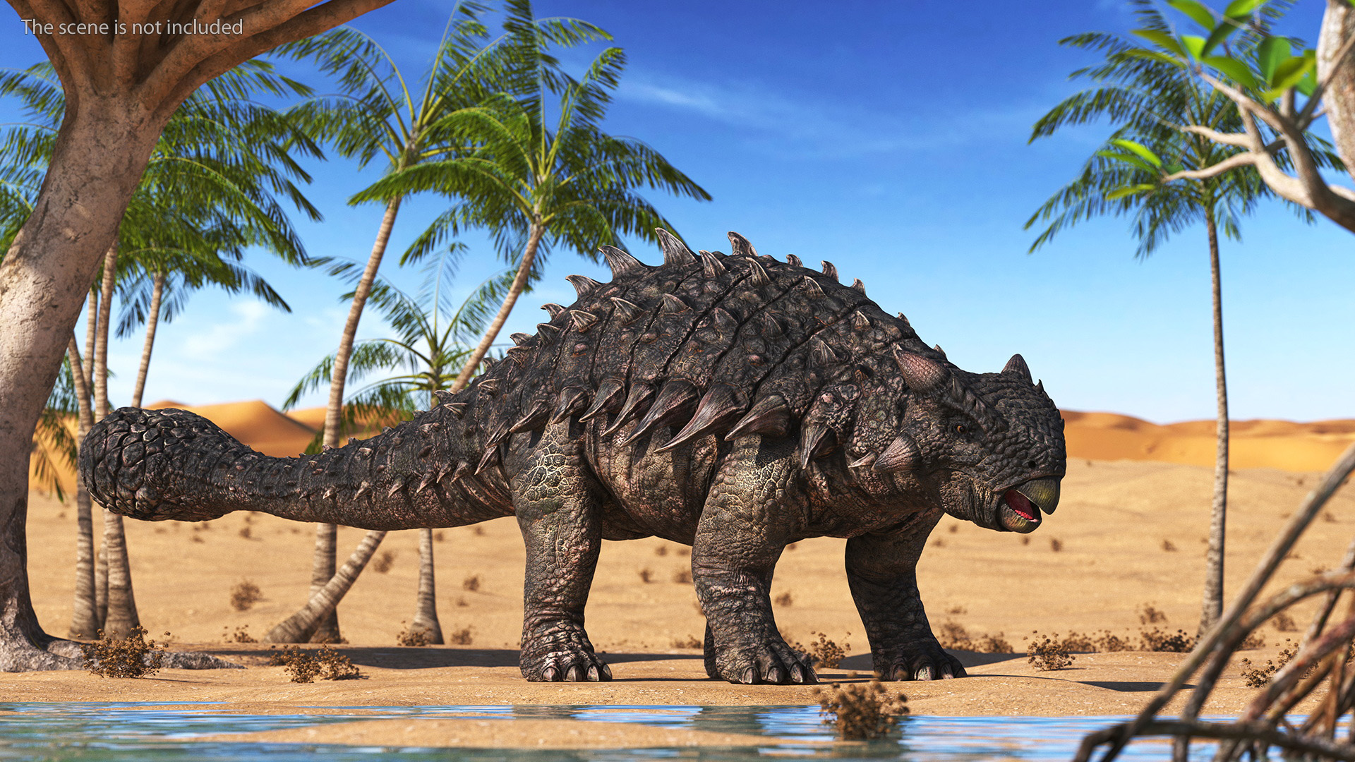 3D Alkylosaurus of Tropical Habitat Rigged for Cinema 4D model