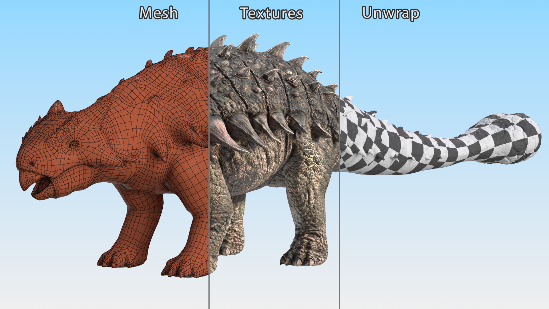 3D Alkylosaurus of Tropical Habitat Rigged for Cinema 4D model