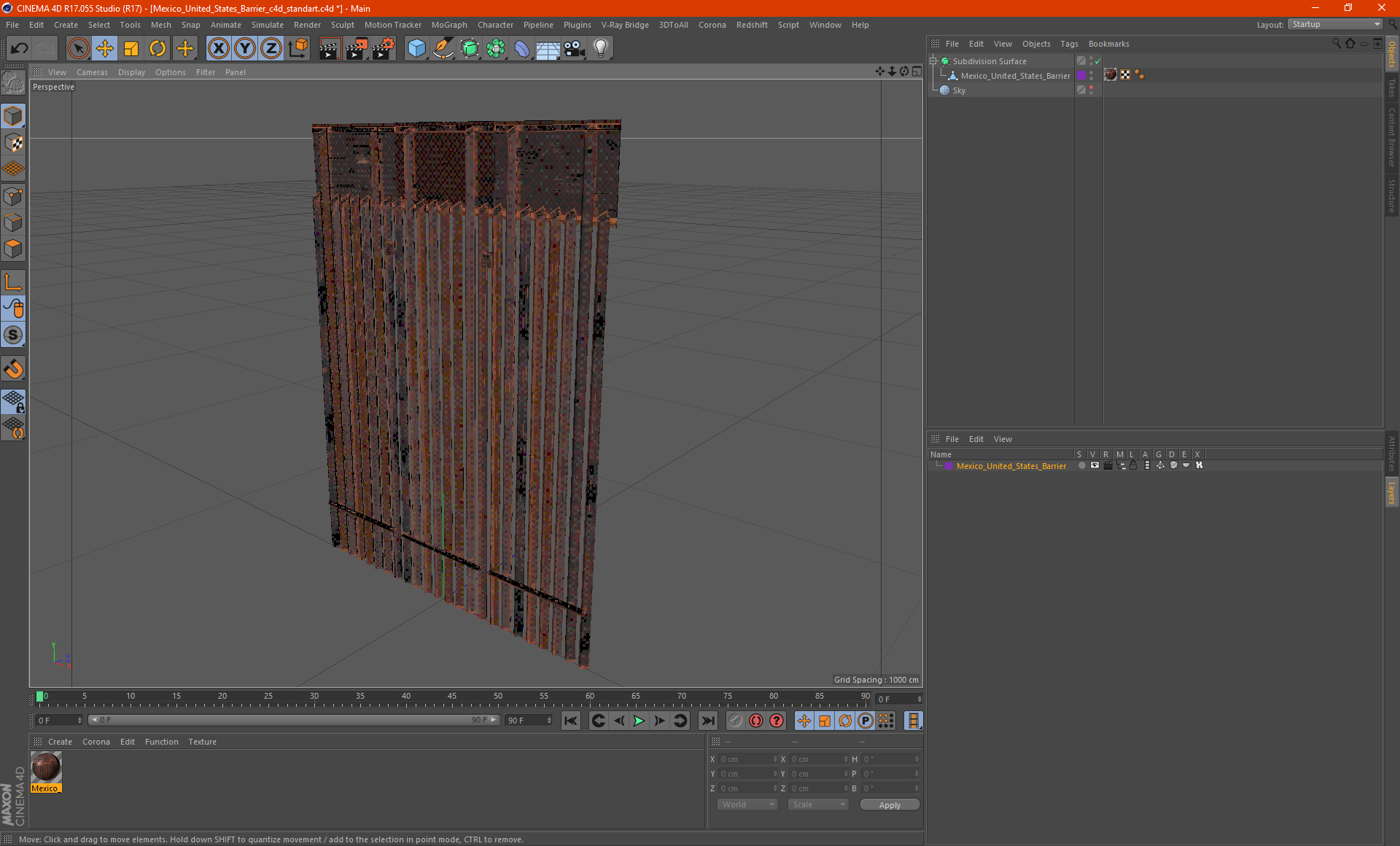 3D Mexico United States Barrier model