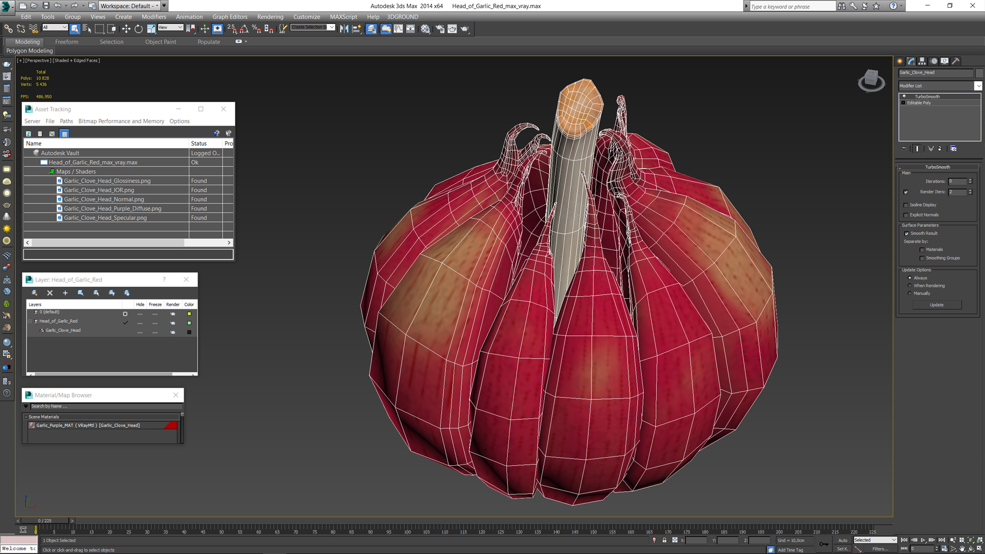 3D Head of Garlic Red model