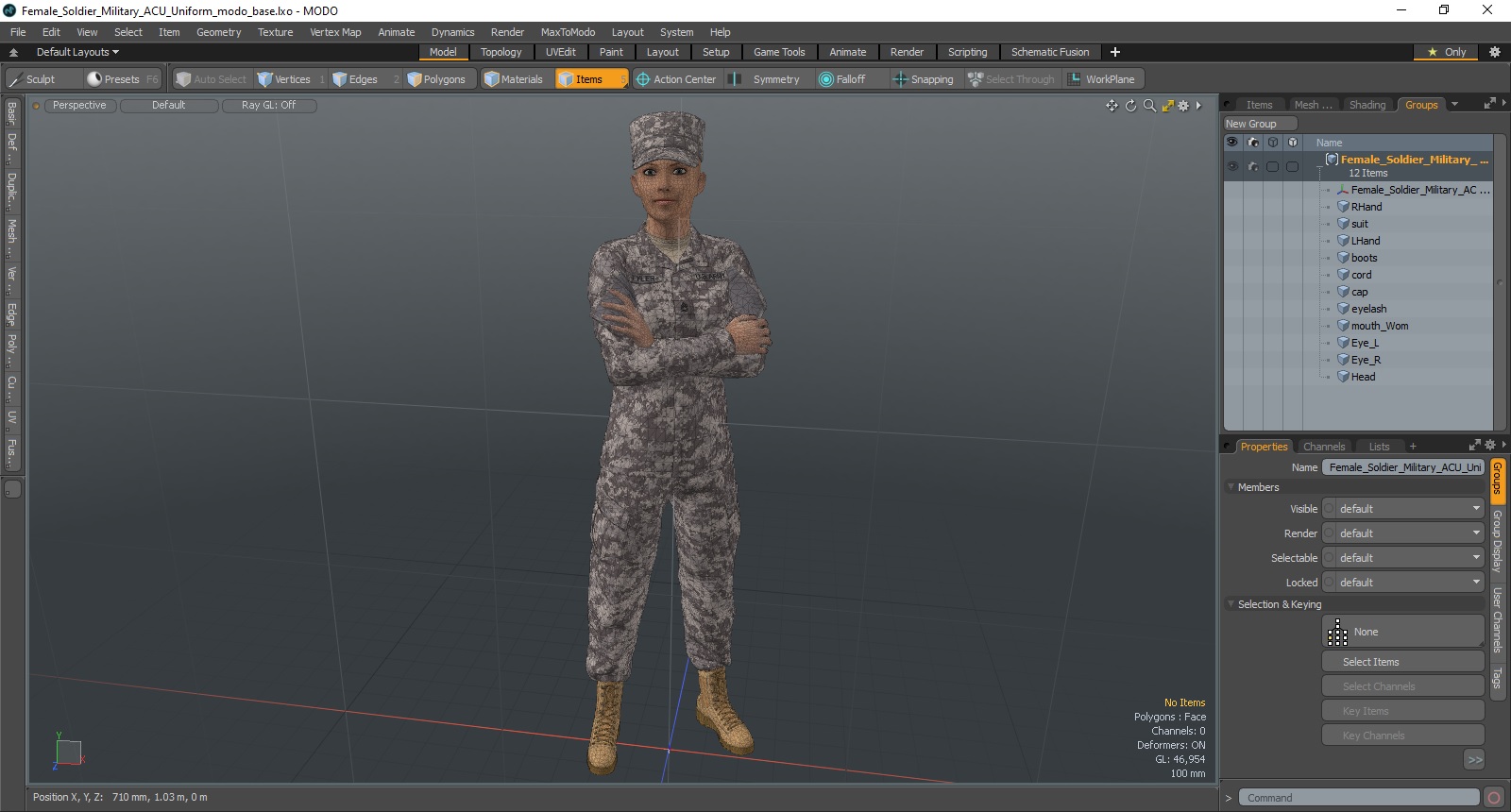 3D model Female Soldier Military ACU Uniform