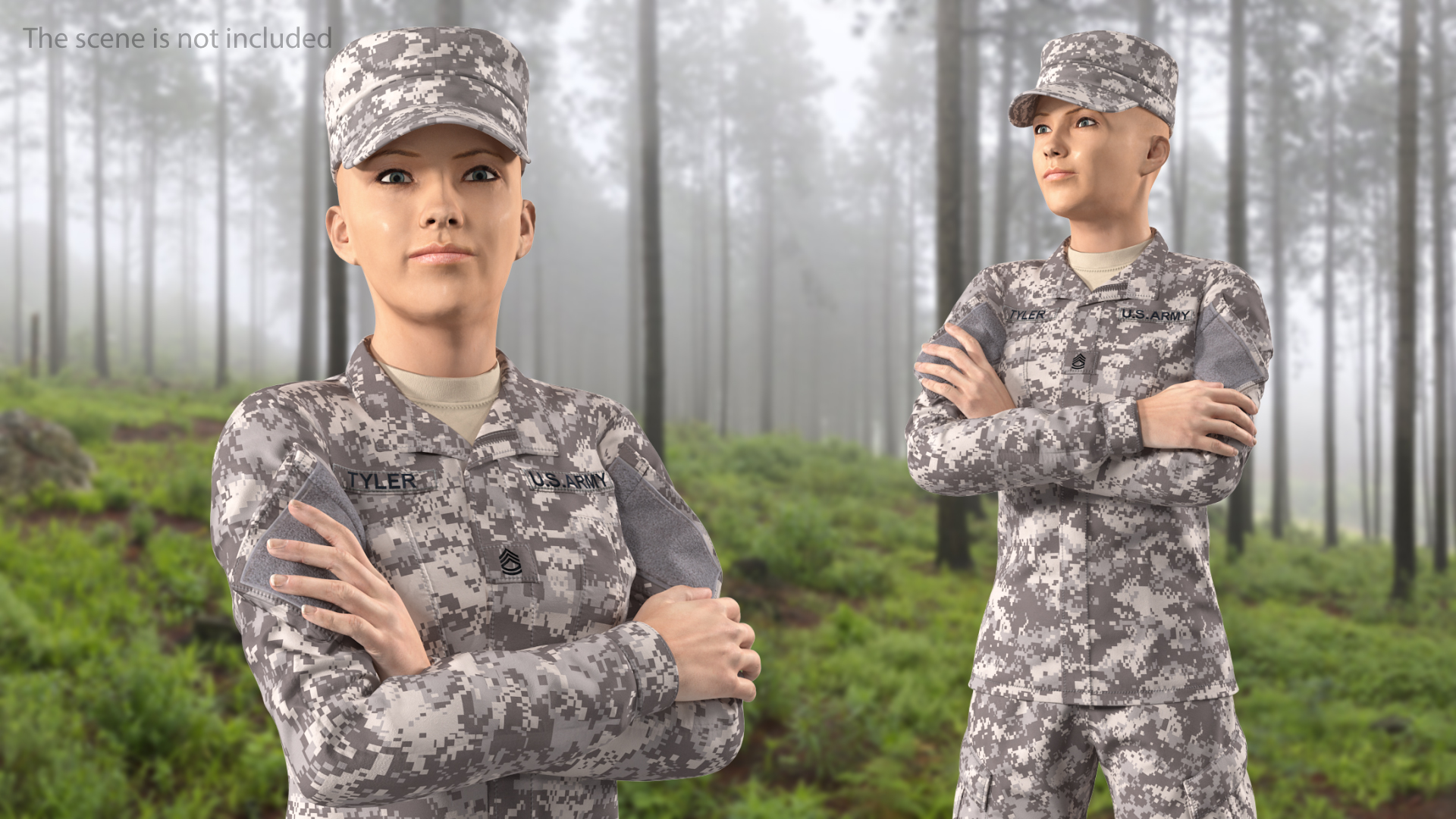 3D model Female Soldier Military ACU Uniform