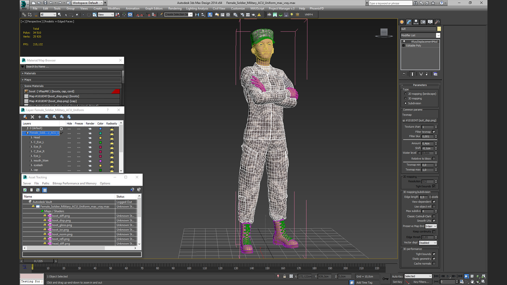 3D model Female Soldier Military ACU Uniform