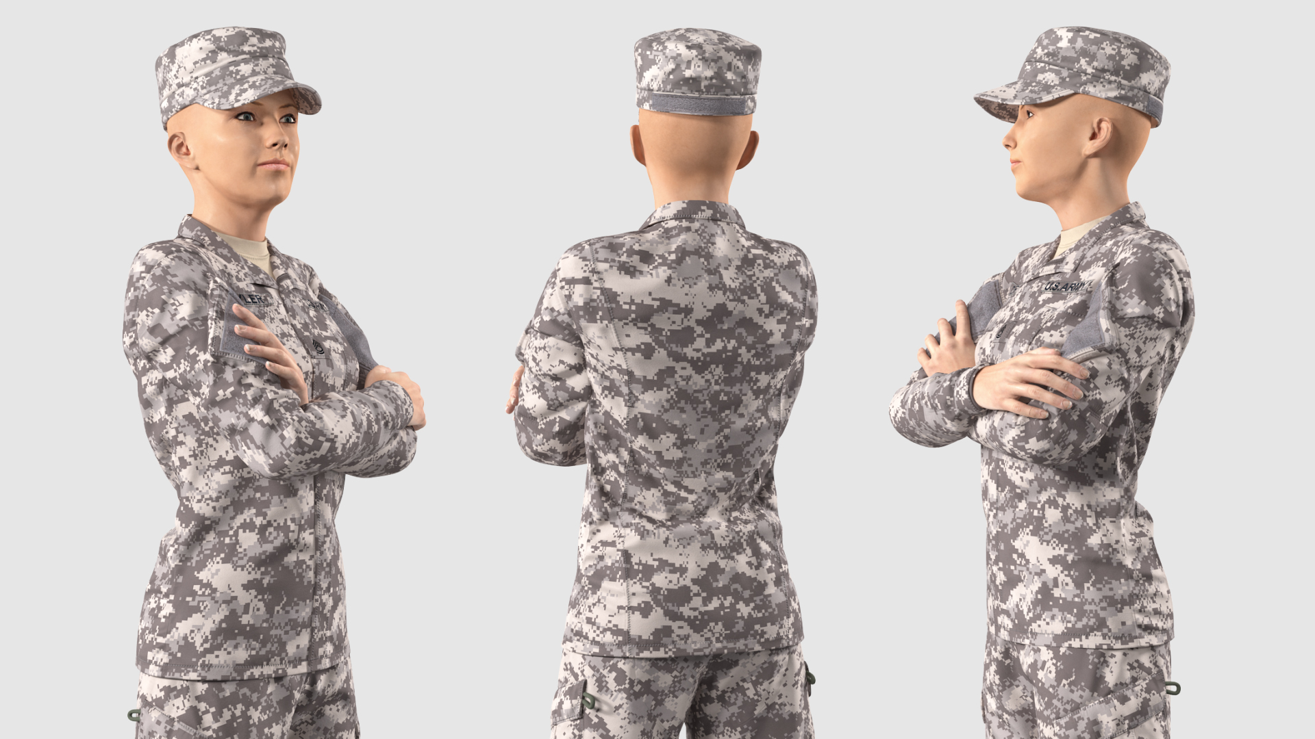 3D model Female Soldier Military ACU Uniform