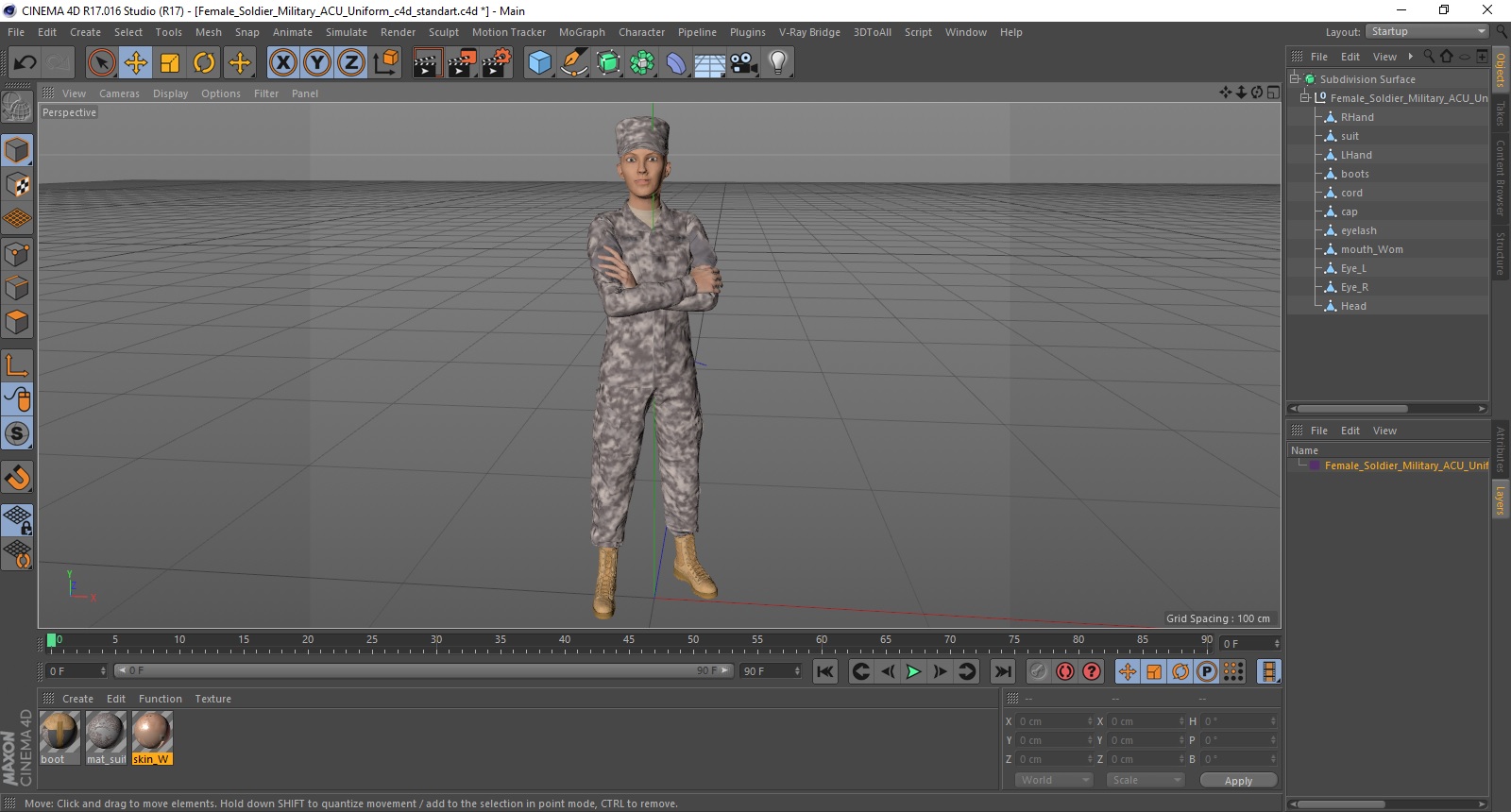 3D model Female Soldier Military ACU Uniform
