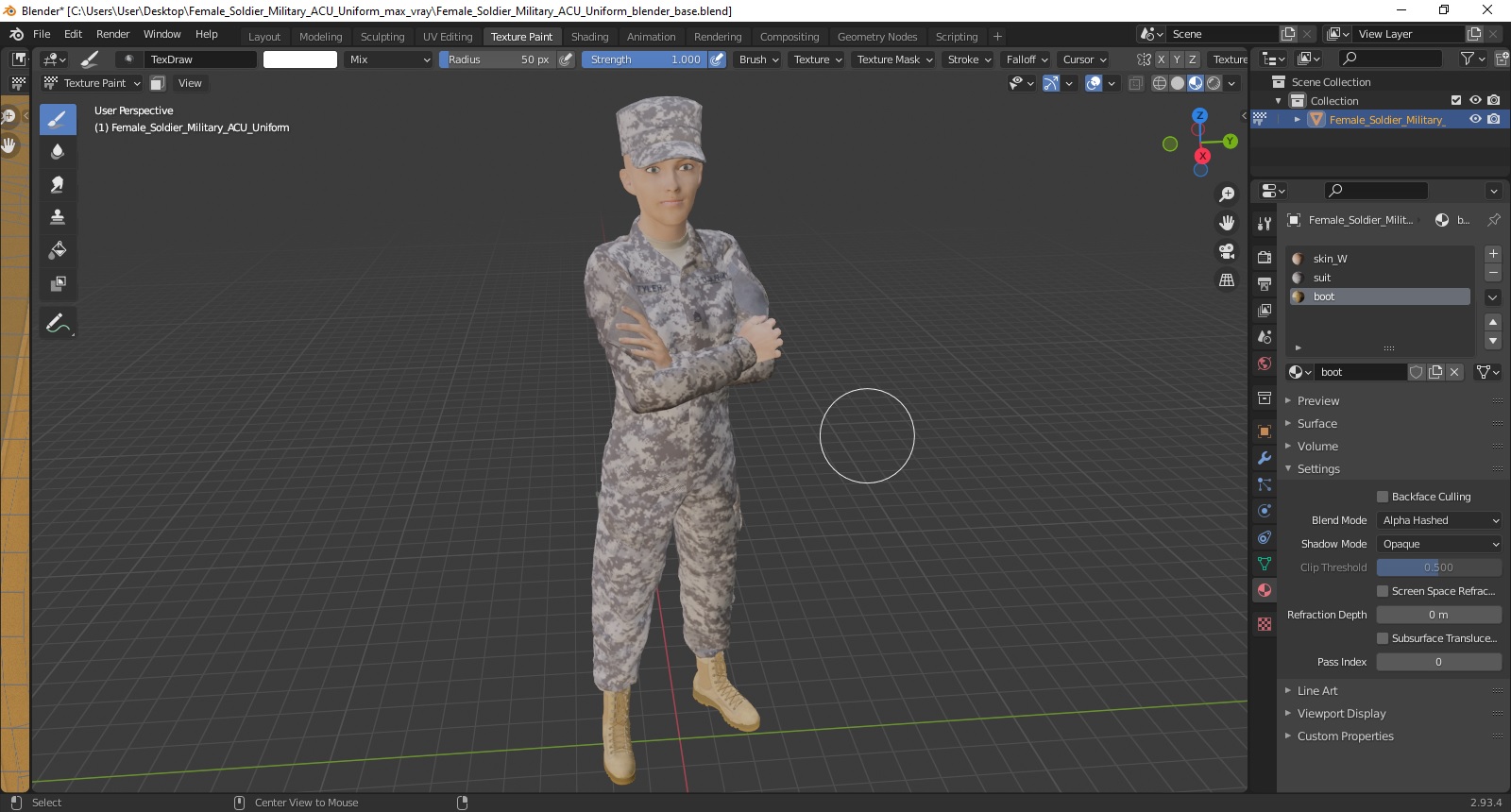 3D model Female Soldier Military ACU Uniform