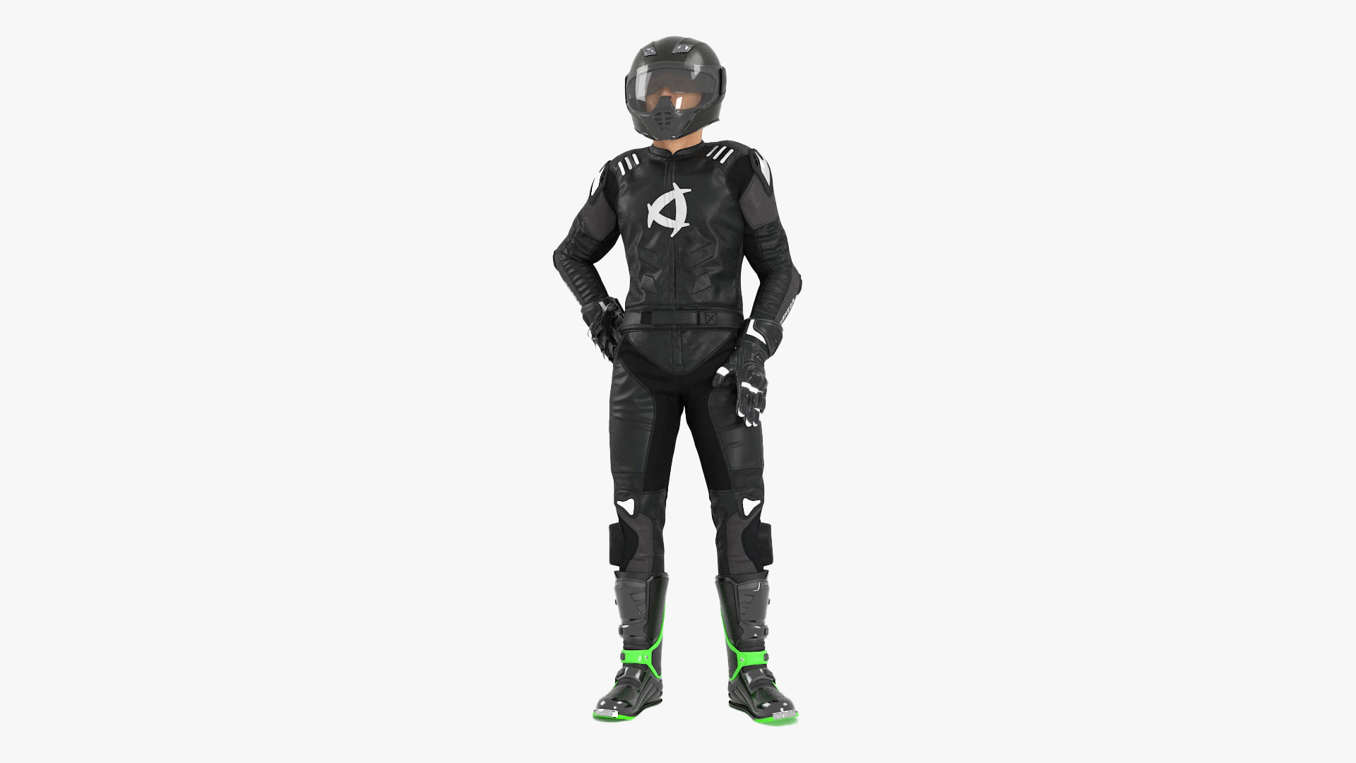 3D model Bike Rider Wearing Protective Riderwear Rigged for Cinema 4D