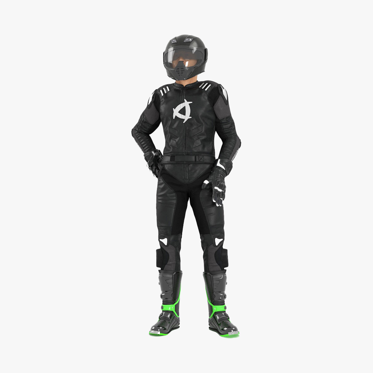 3D model Bike Rider Wearing Protective Riderwear Rigged for Cinema 4D