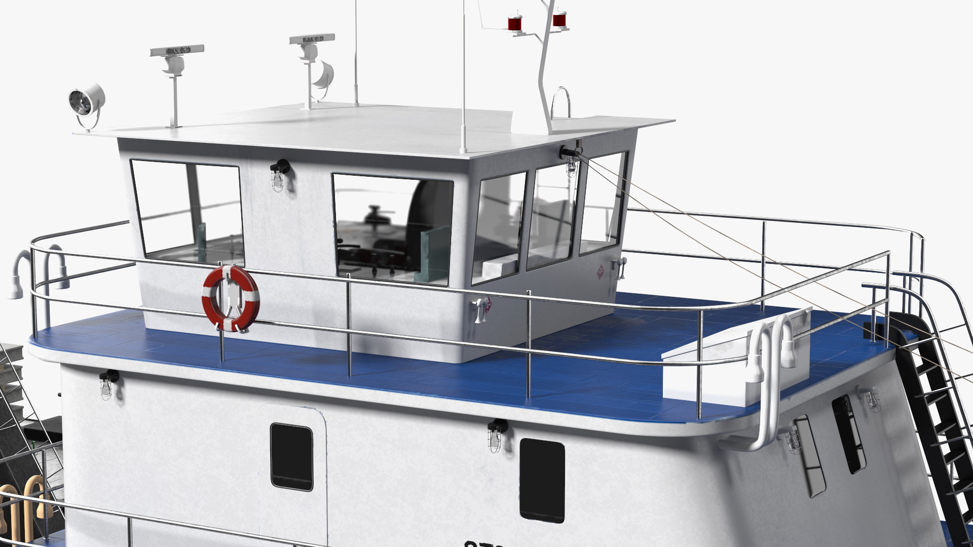 Push Boat Ship with Pontoon Barge Loaded Concrete Slab 3D model