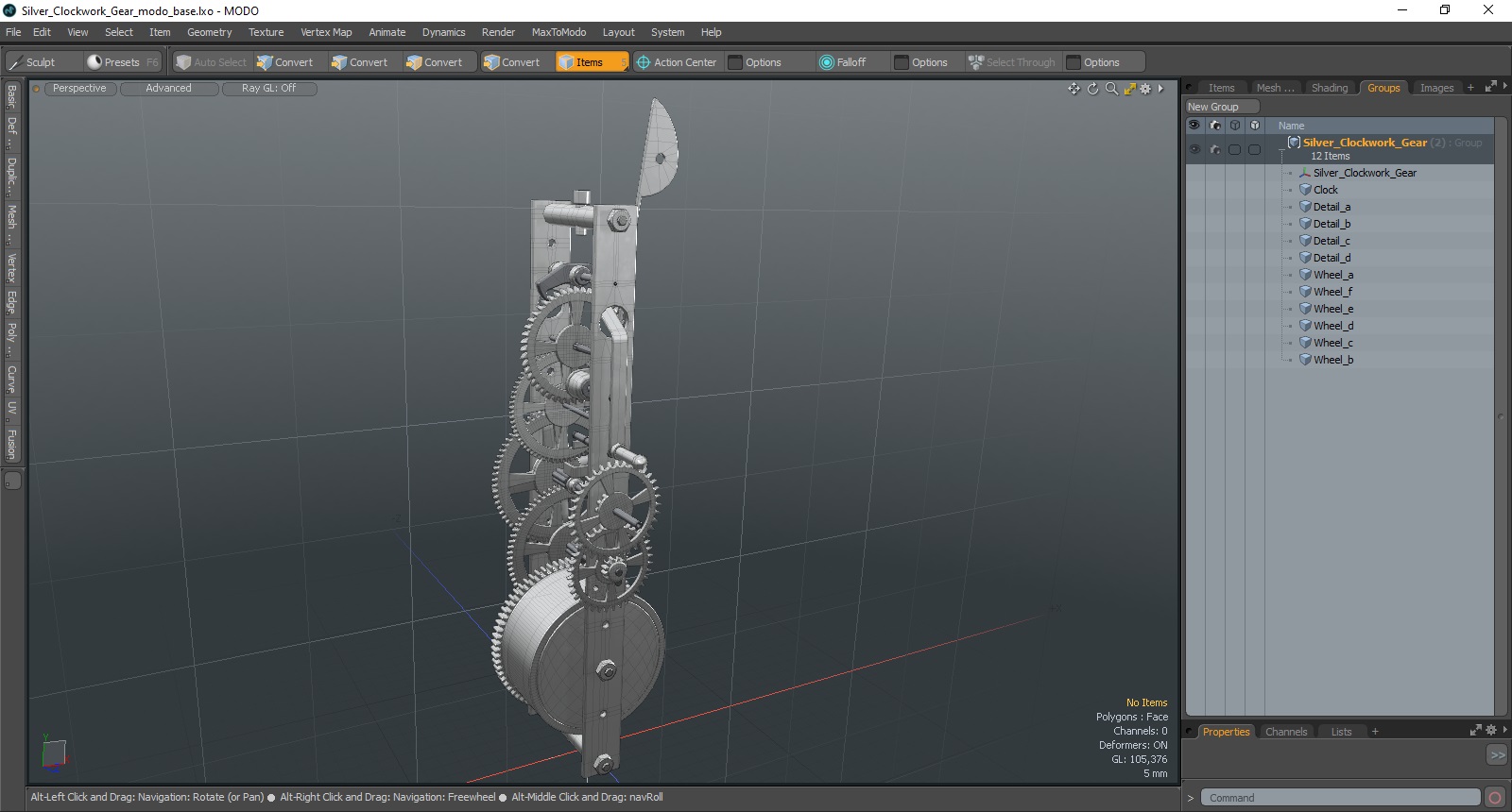 3D Silver Clockwork Gear