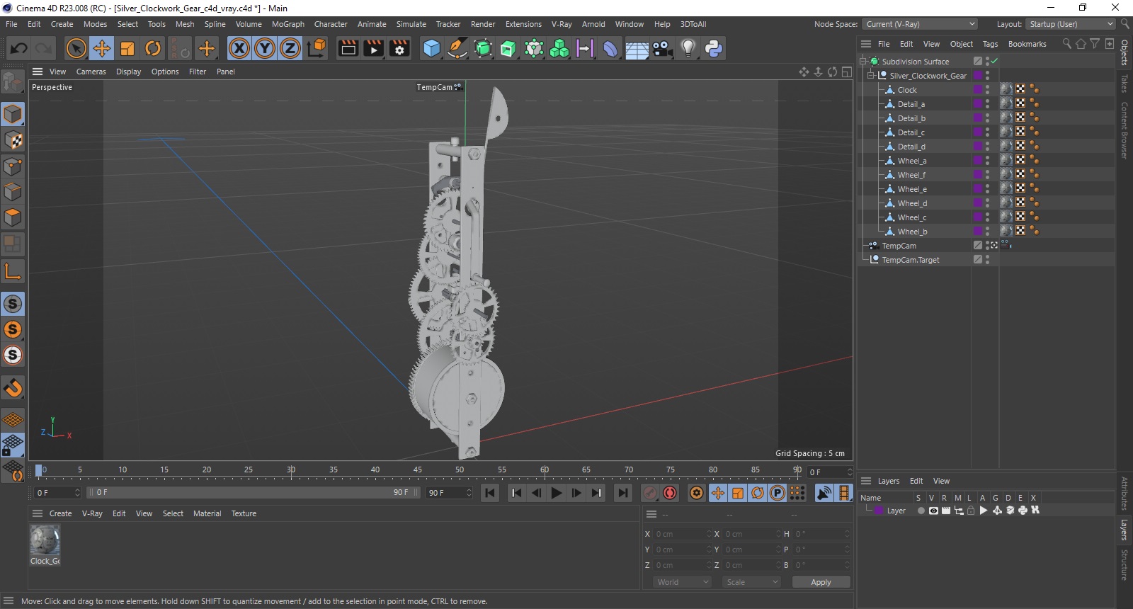 3D Silver Clockwork Gear