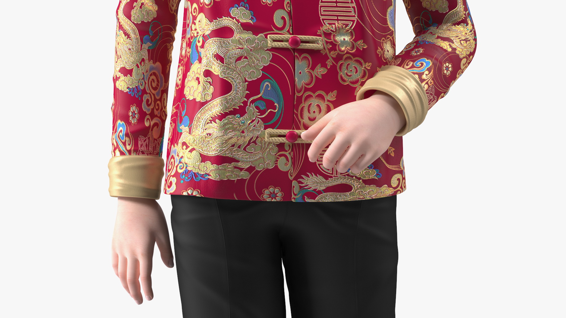 3D Chinese Boy Dragon Silk Costume