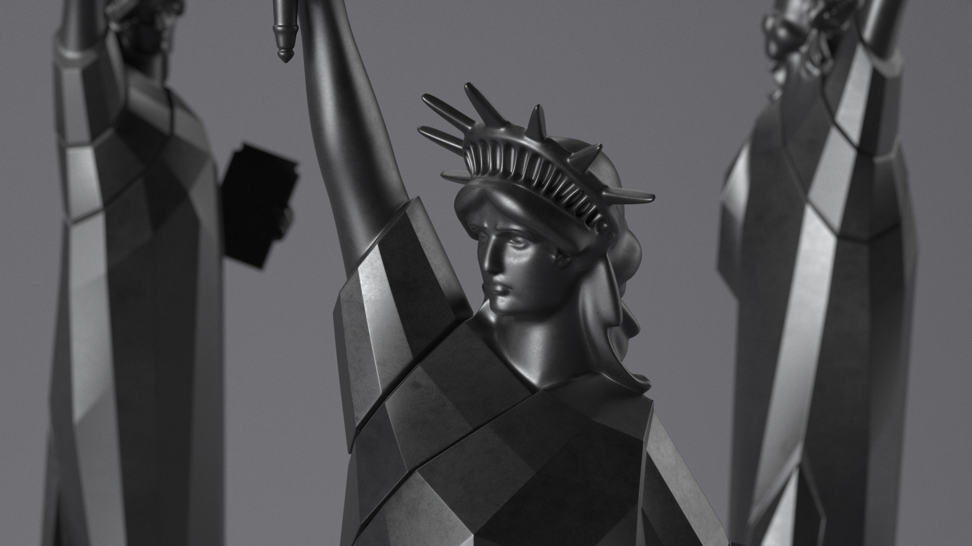 Statue of Liberty Decor Element Black 3D