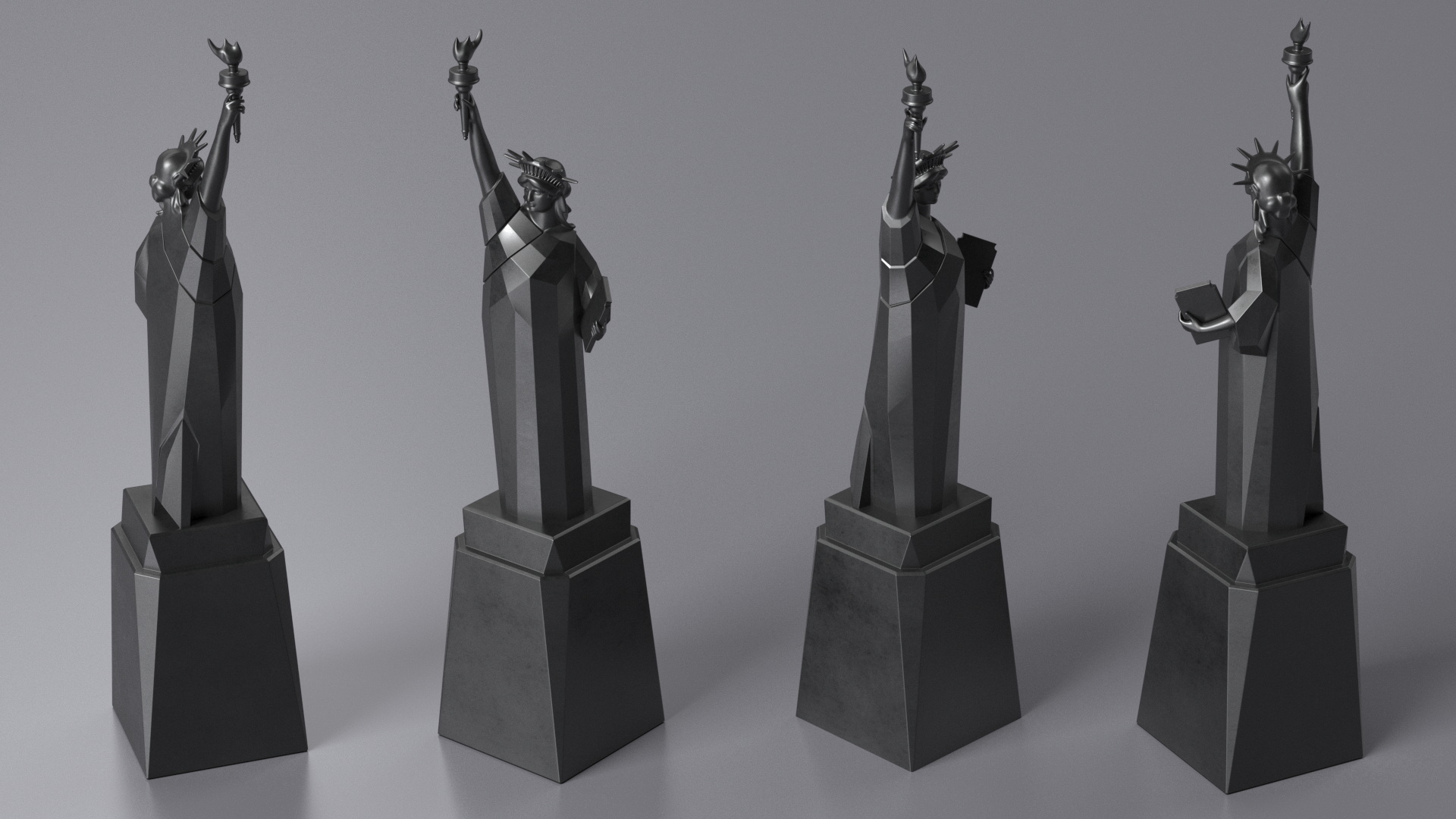 Statue of Liberty Decor Element Black 3D