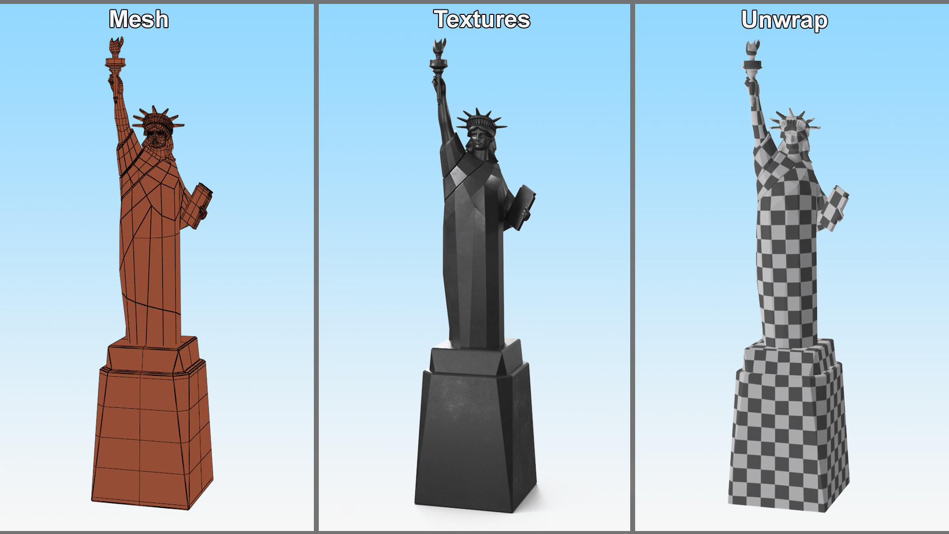 Statue of Liberty Decor Element Black 3D