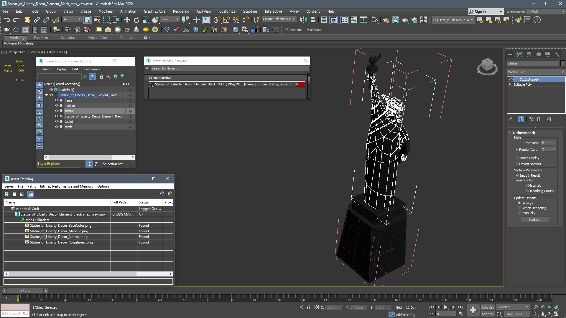 Statue of Liberty Decor Element Black 3D