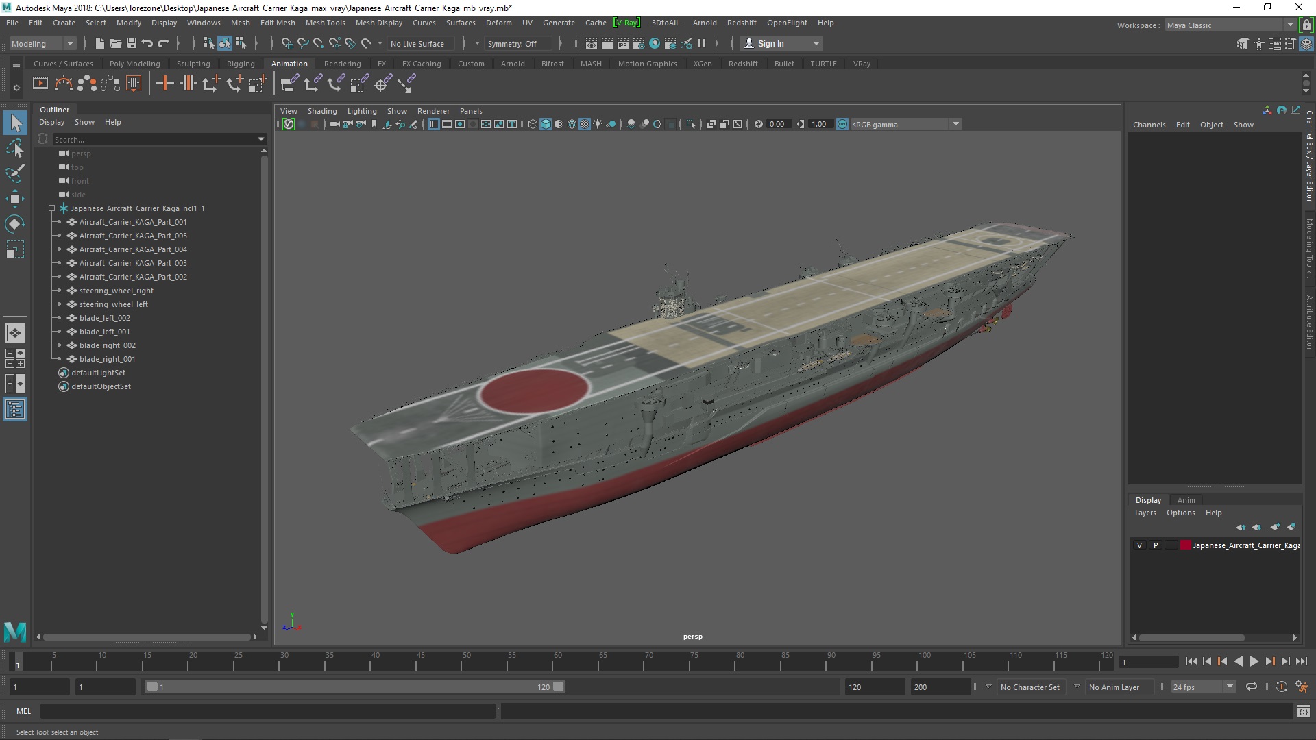 3D model Japanese Aircraft Carrier Kaga
