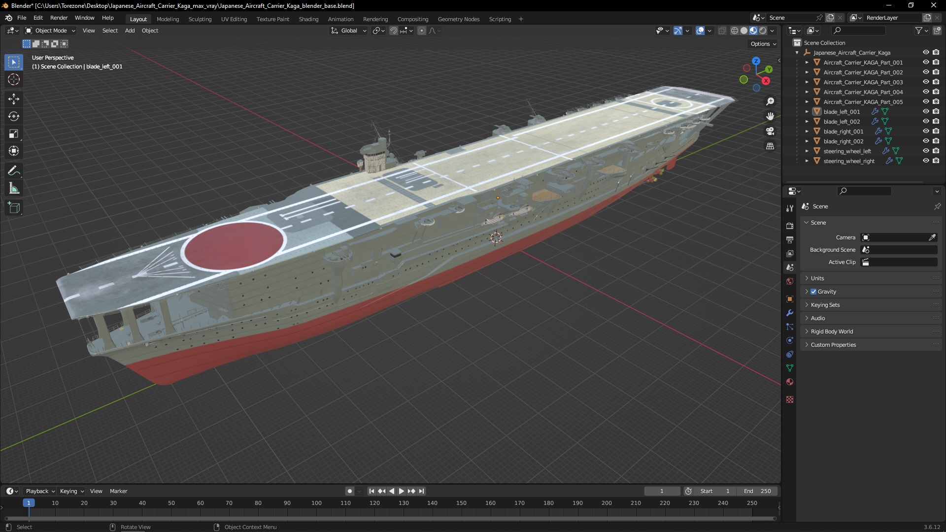 3D model Japanese Aircraft Carrier Kaga