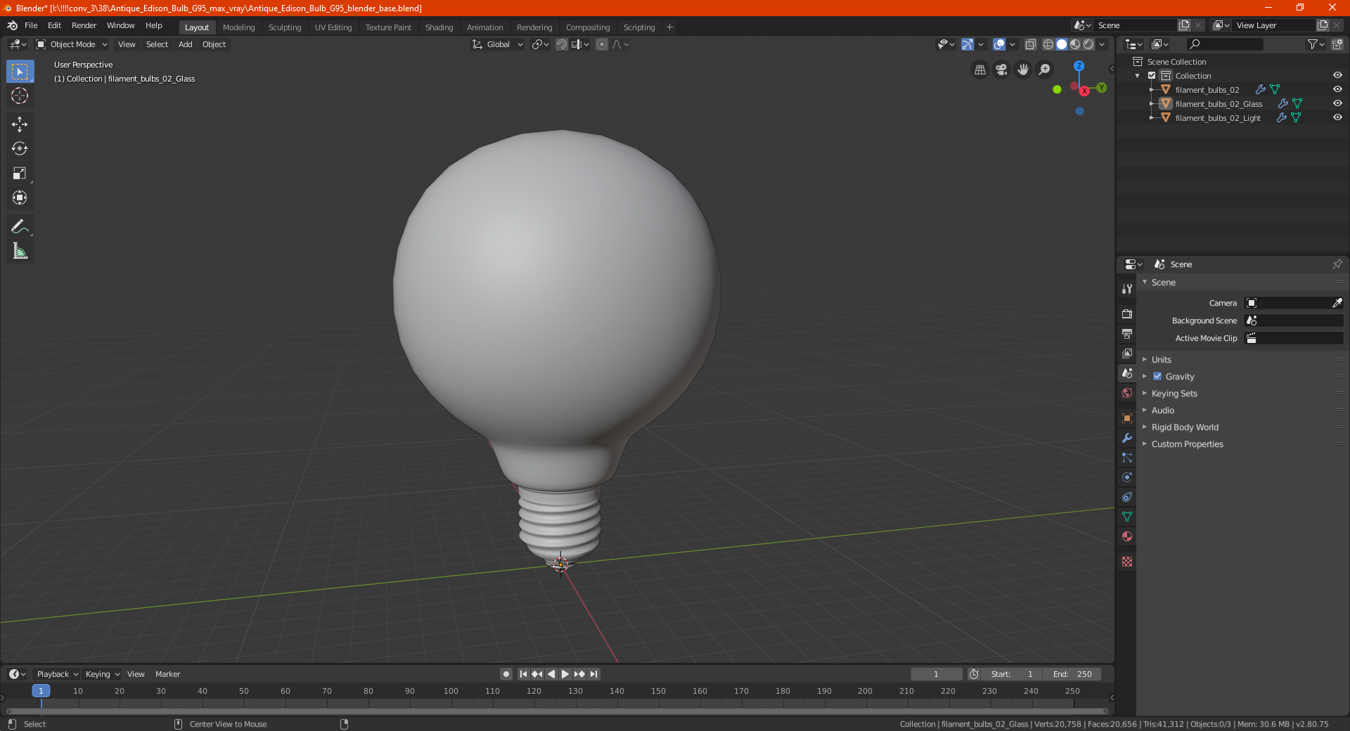 3D Antique Edison Bulb G95 model