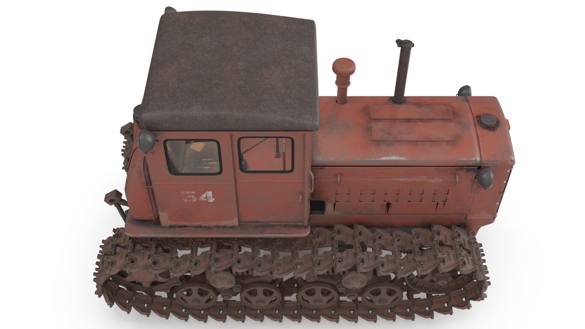Old Rusty Soviet Crawler Tractor DT54 3D