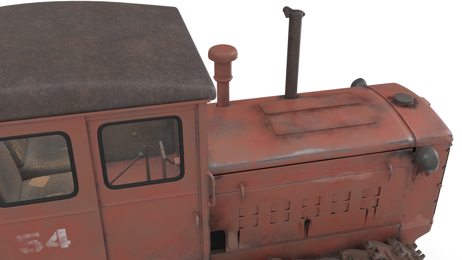 Old Rusty Soviet Crawler Tractor DT54 3D