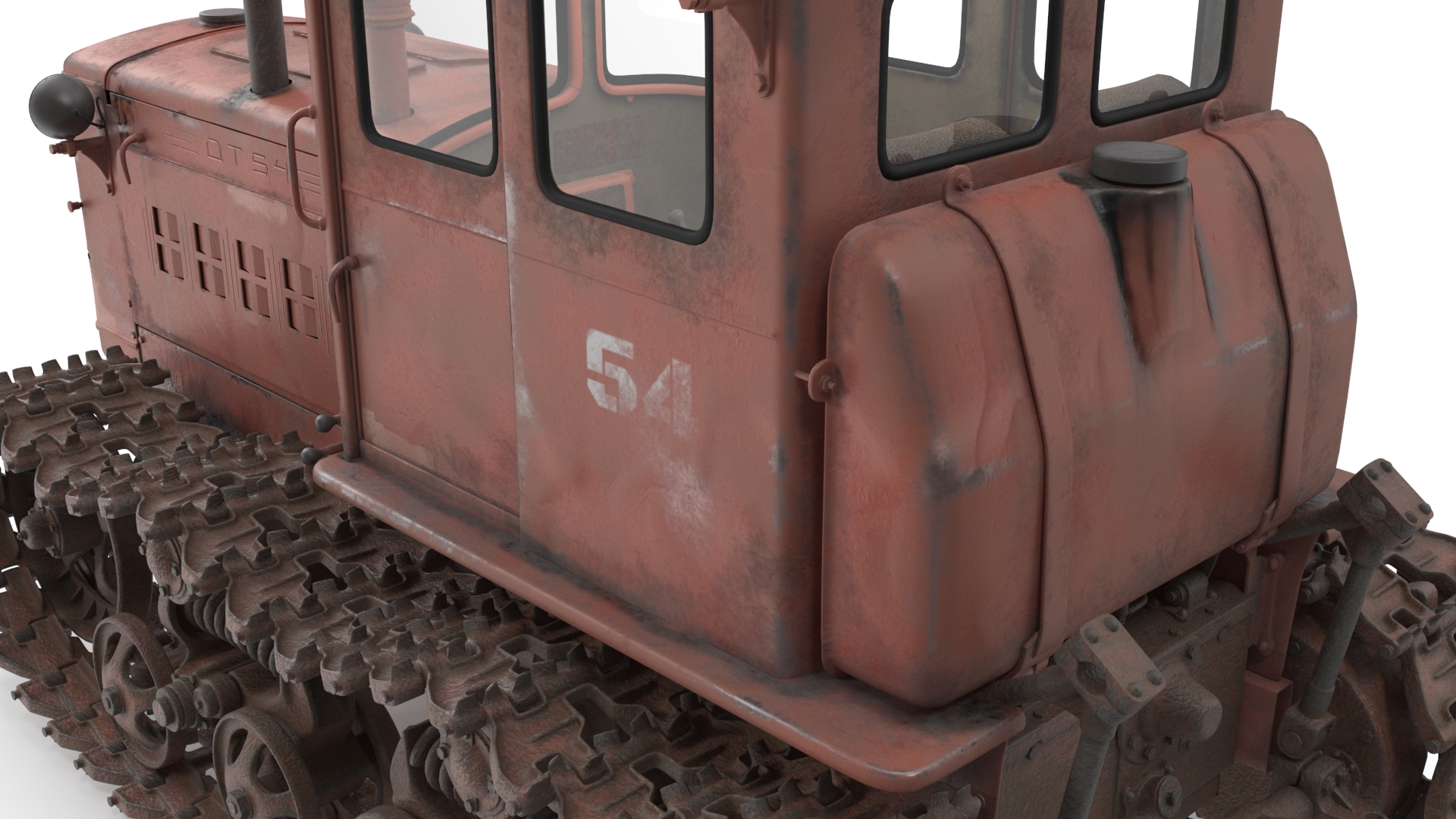 Old Rusty Soviet Crawler Tractor DT54 3D