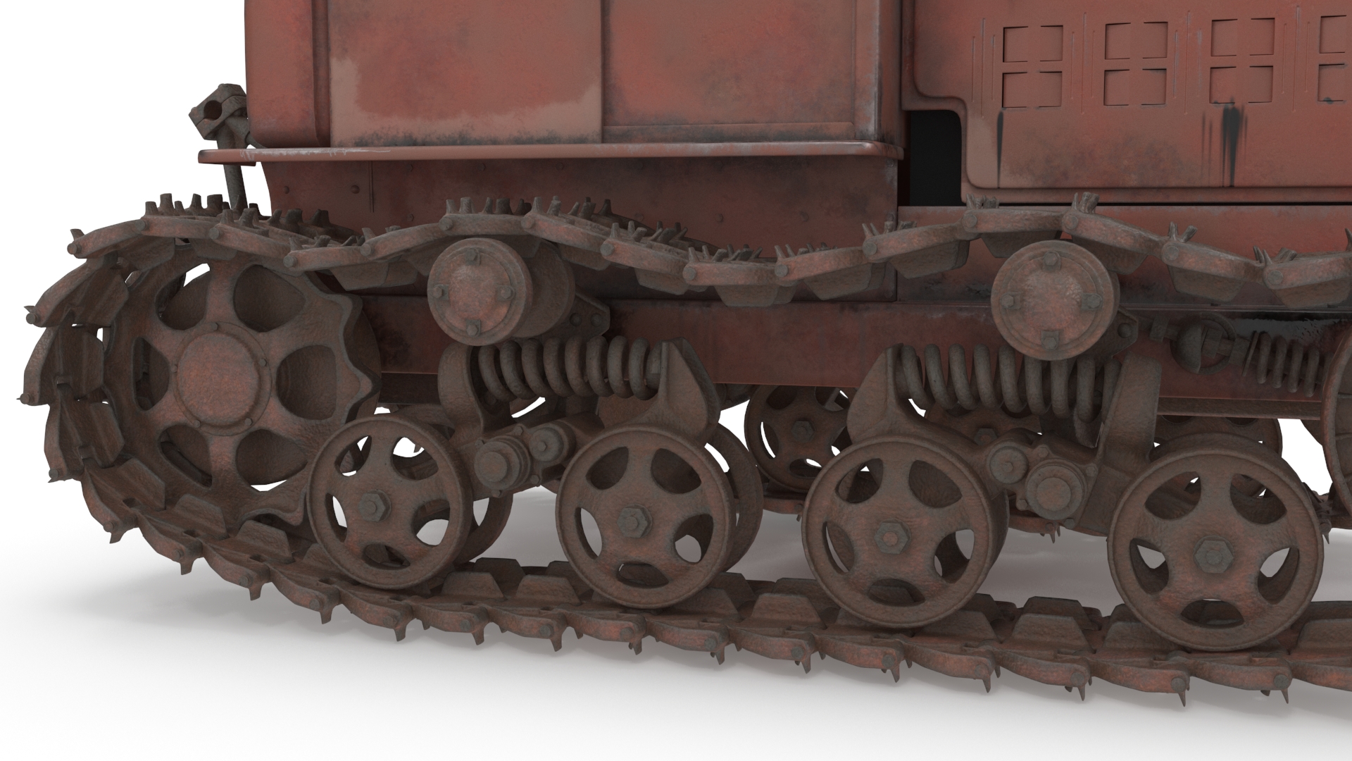 Old Rusty Soviet Crawler Tractor DT54 3D