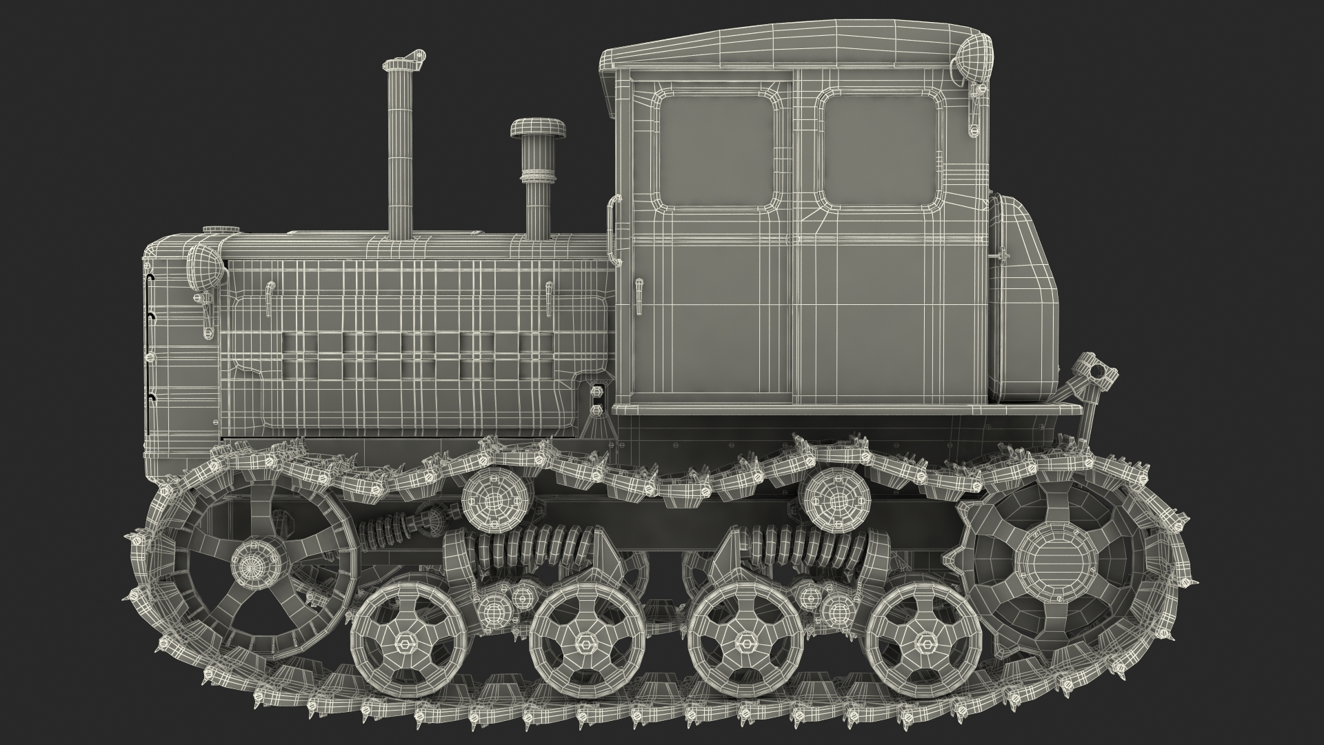 Old Rusty Soviet Crawler Tractor DT54 3D