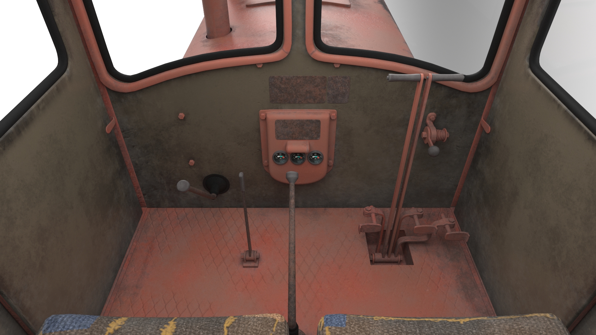 Old Rusty Soviet Crawler Tractor DT54 3D