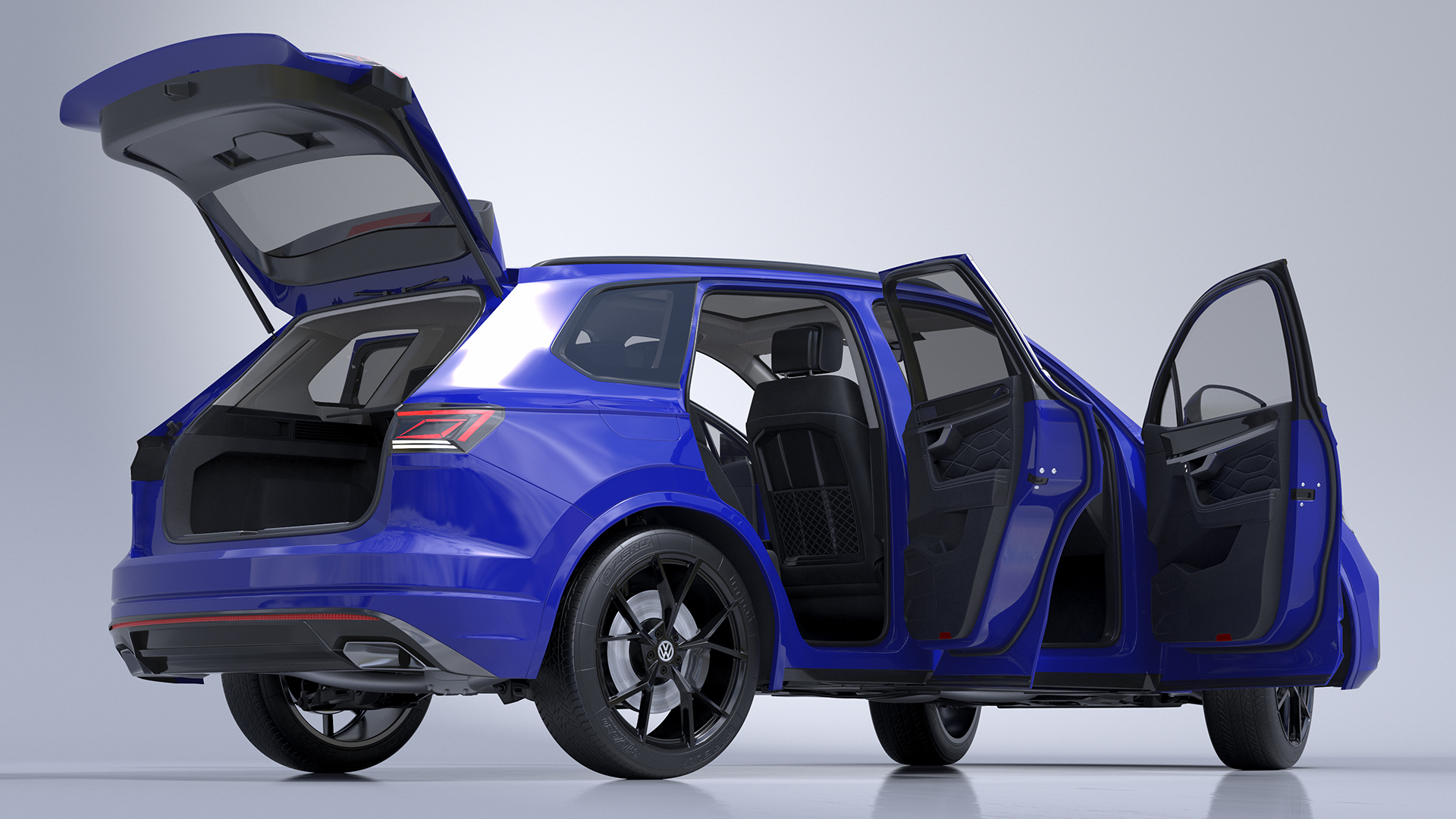 Volkswagen Touareg 2024 Blue Lights On Rigged for Maya 3D model