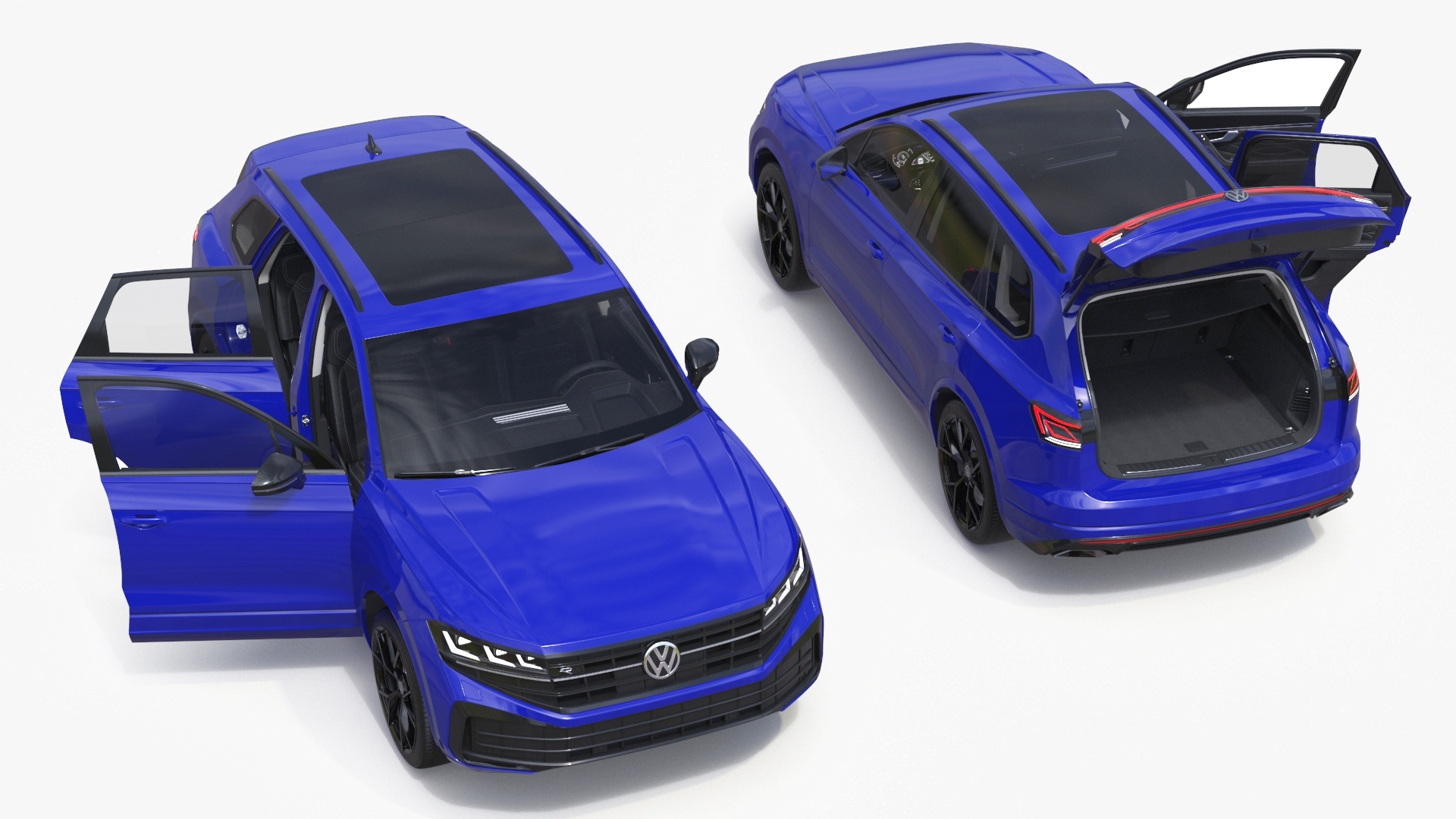 Volkswagen Touareg 2024 Blue Lights On Rigged for Maya 3D model