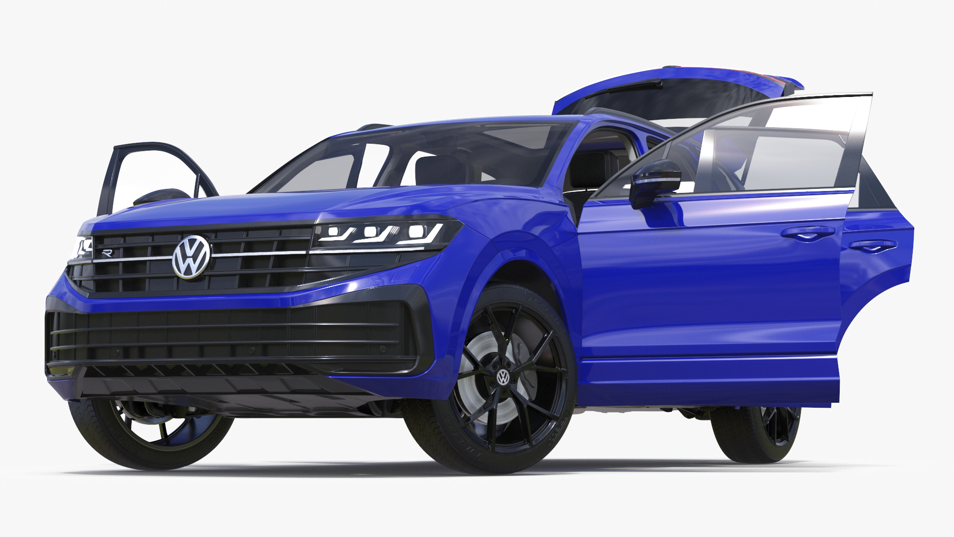 Volkswagen Touareg 2024 Blue Lights On Rigged for Maya 3D model