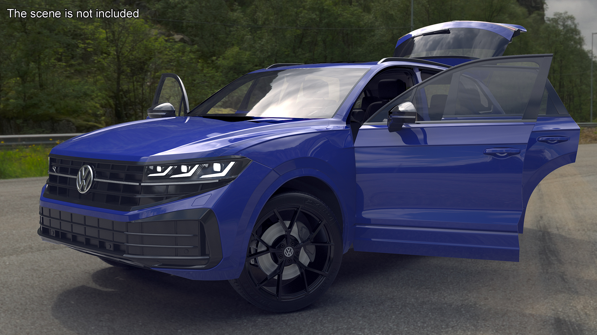 Volkswagen Touareg 2024 Blue Lights On Rigged for Maya 3D model