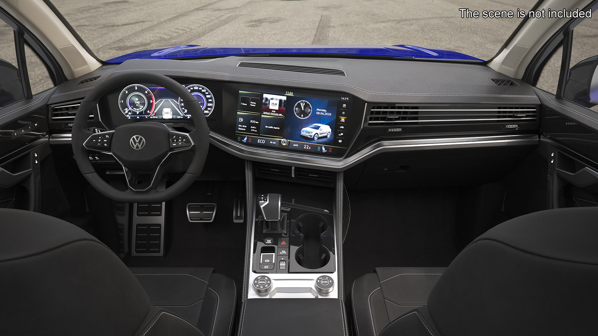 Volkswagen Touareg 2024 Blue Lights On Rigged for Maya 3D model