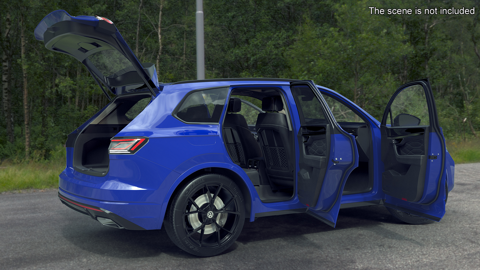 Volkswagen Touareg 2024 Blue Lights On Rigged for Maya 3D model