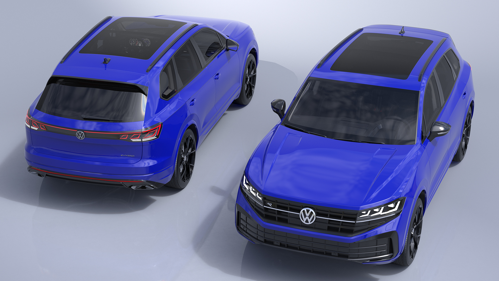 Volkswagen Touareg 2024 Blue Lights On Rigged for Maya 3D model