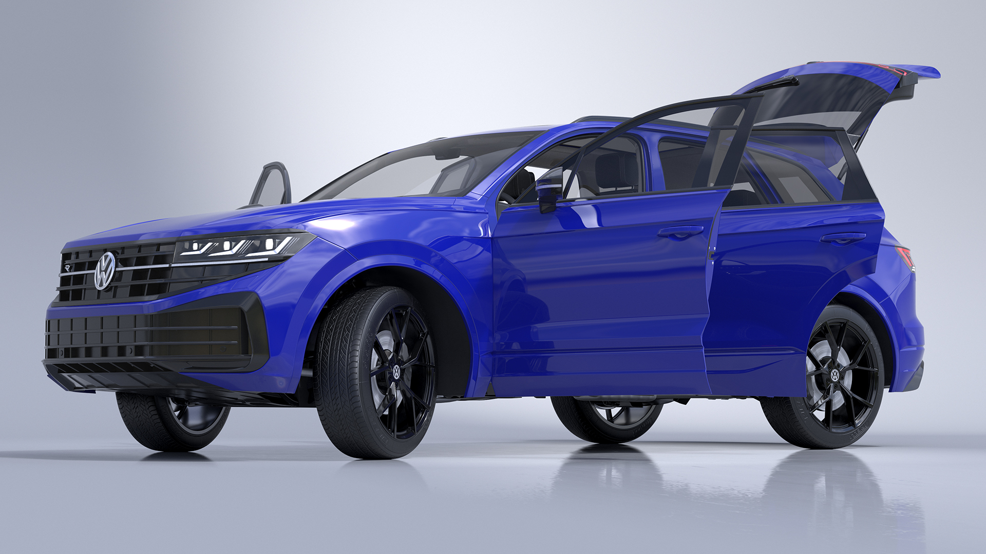 Volkswagen Touareg 2024 Blue Lights On Rigged for Maya 3D model