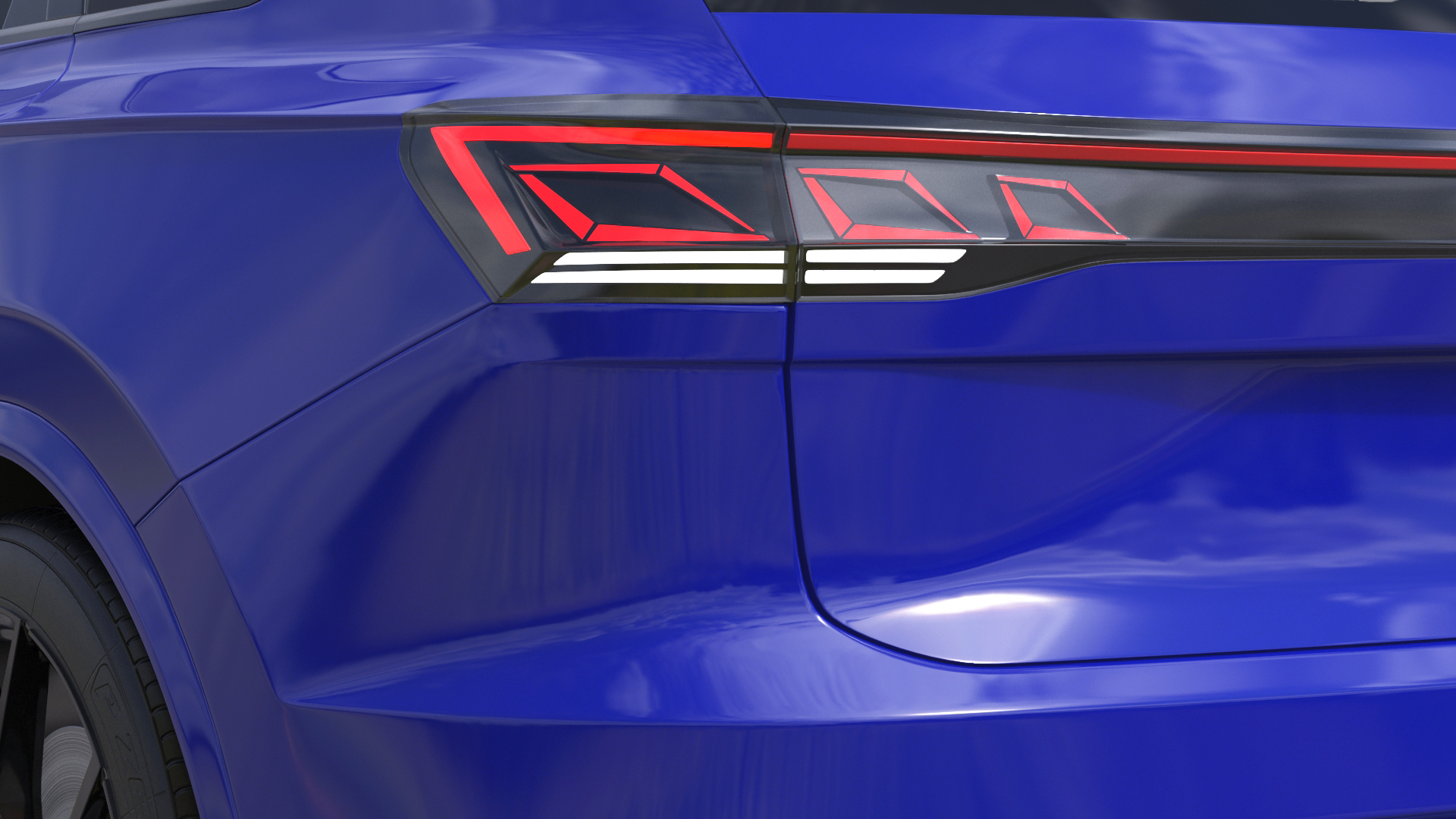 Volkswagen Touareg 2024 Blue Lights On Rigged for Maya 3D model