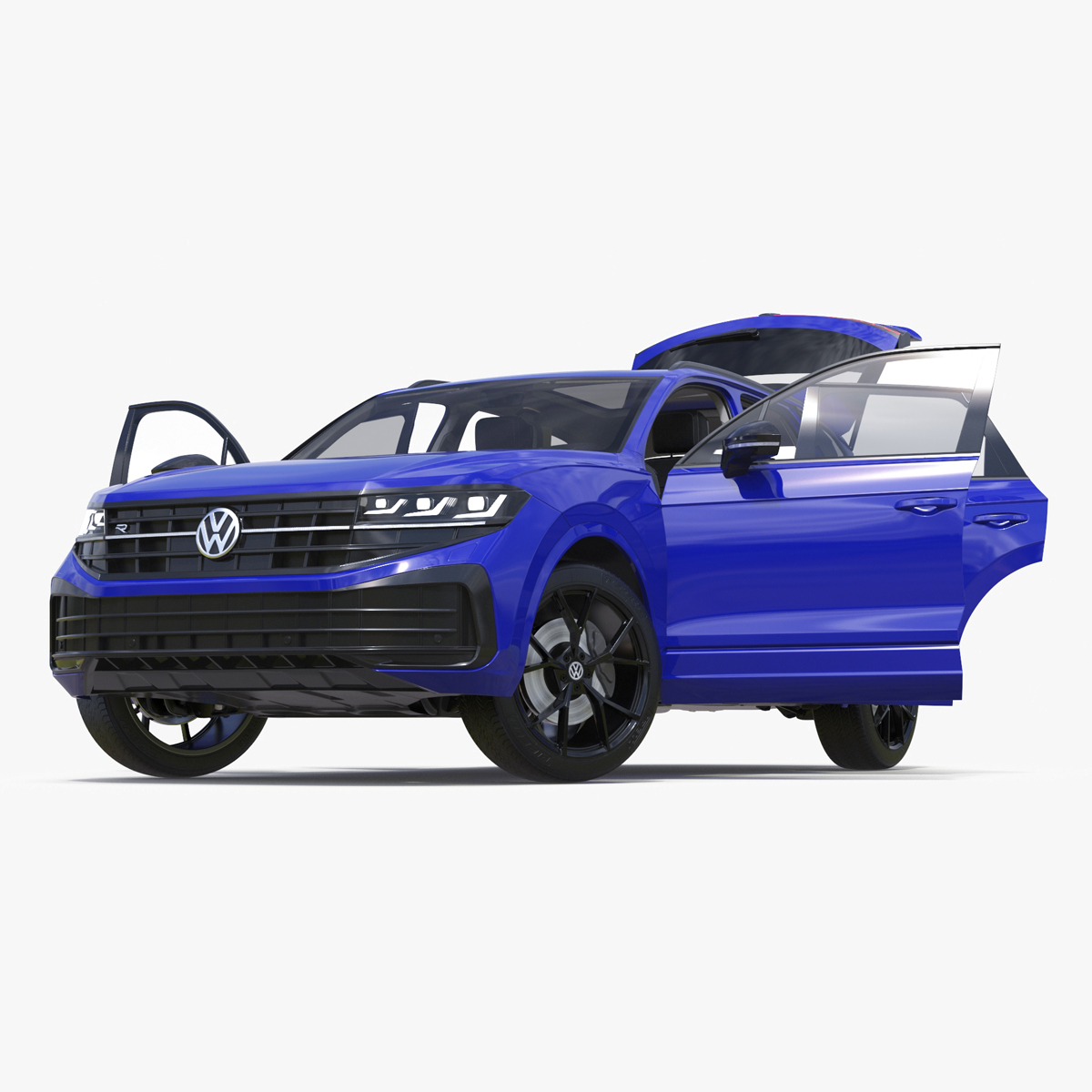 Volkswagen Touareg 2024 Blue Lights On Rigged for Maya 3D model