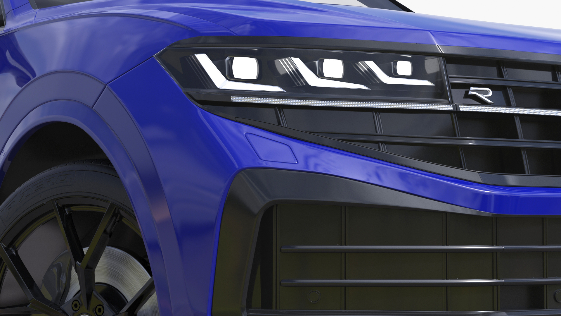 Volkswagen Touareg 2024 Blue Lights On Rigged for Maya 3D model