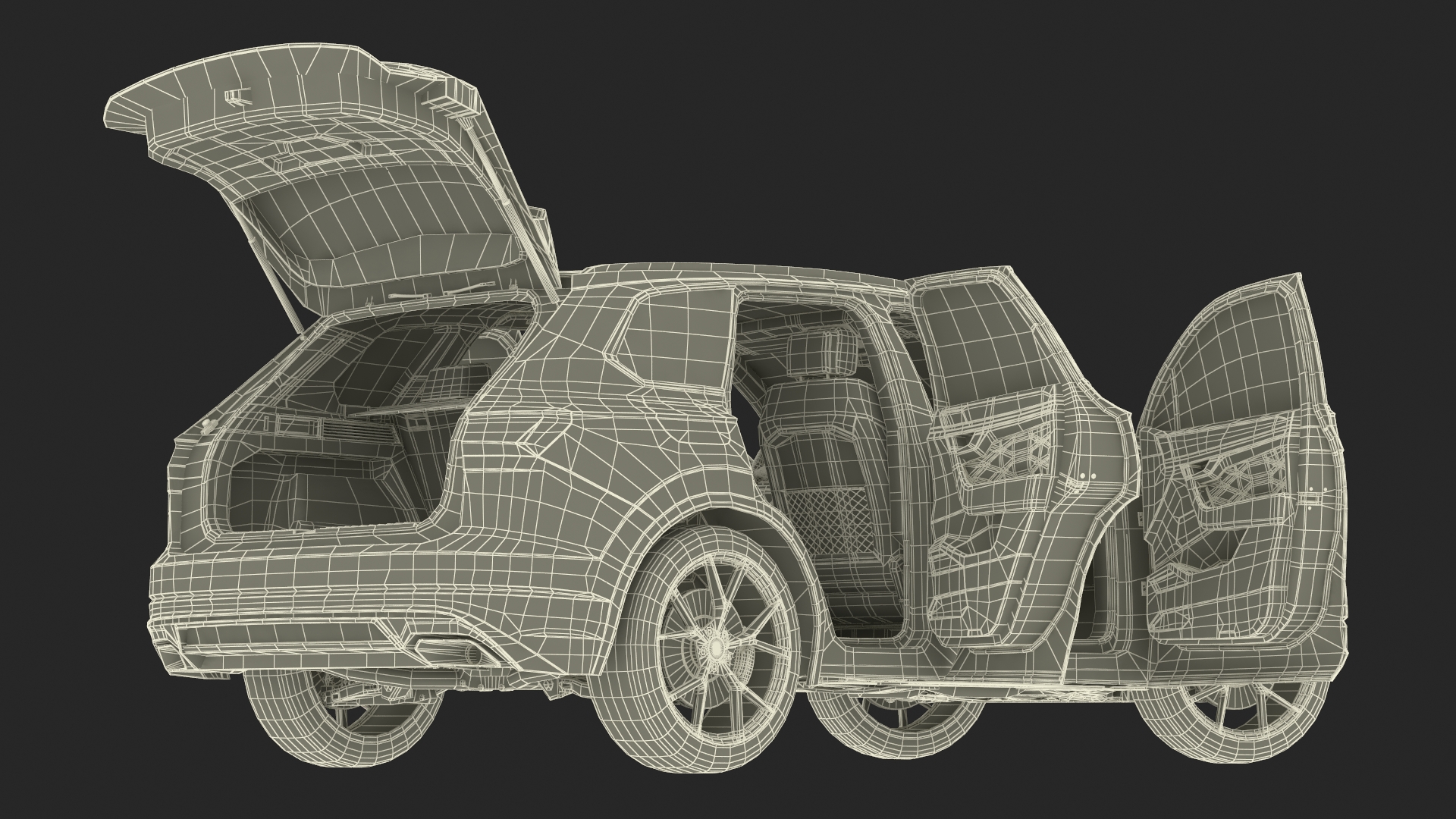Volkswagen Touareg 2024 Blue Lights On Rigged for Maya 3D model