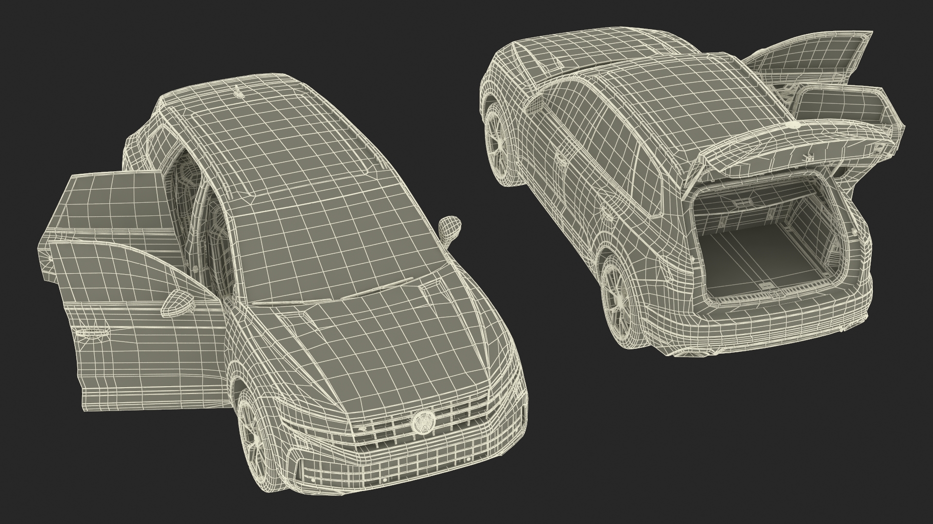 Volkswagen Touareg 2024 Blue Lights On Rigged for Maya 3D model