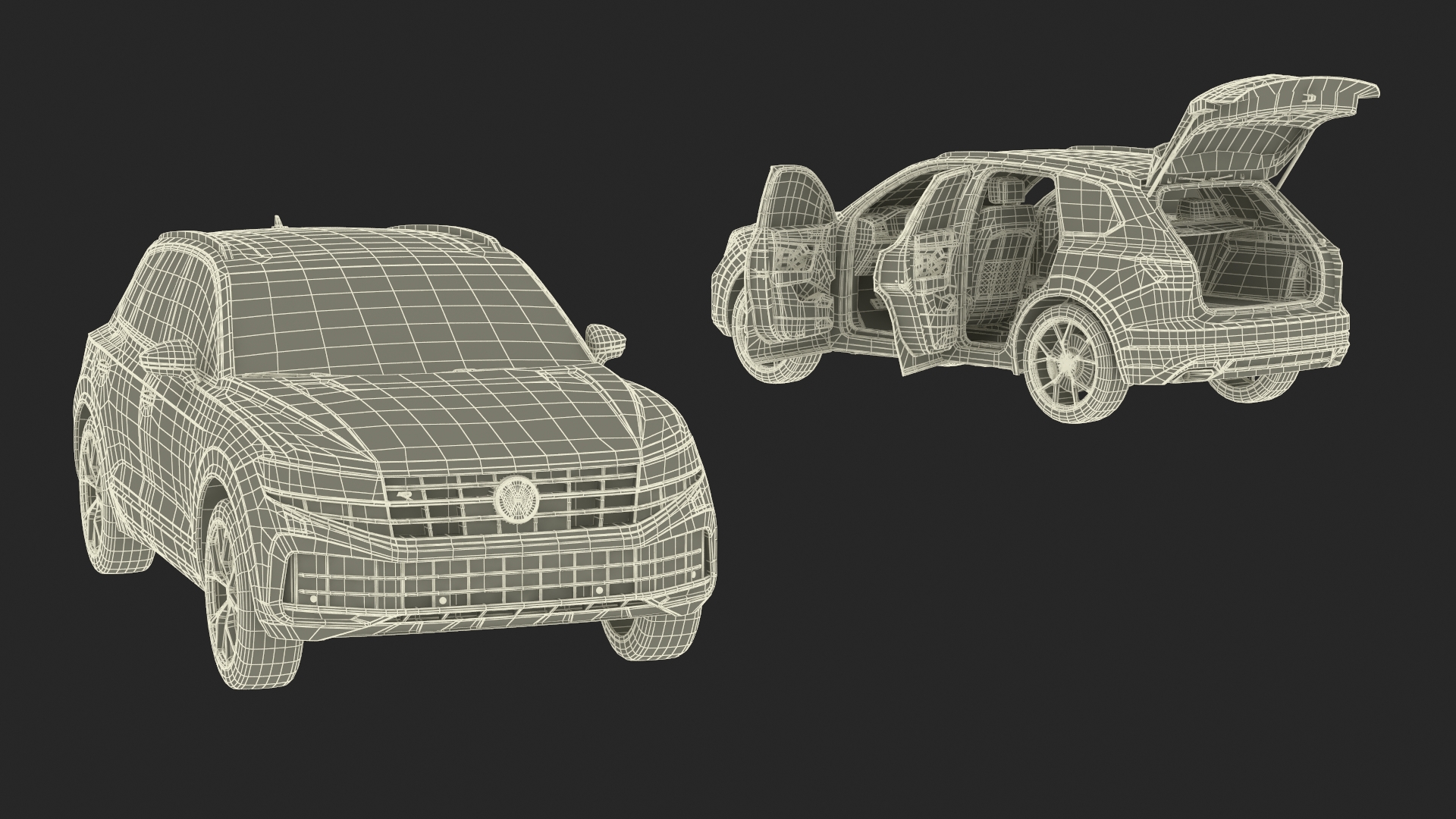 Volkswagen Touareg 2024 Blue Lights On Rigged for Maya 3D model